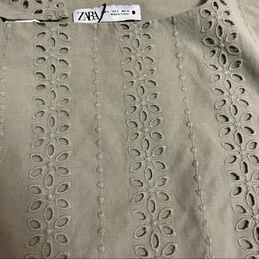 Zara NWT New Zara Olive Sleeveless Embroidered Crop Top Size S Size S / US 4 / IT 40 - 9 Thumbnail