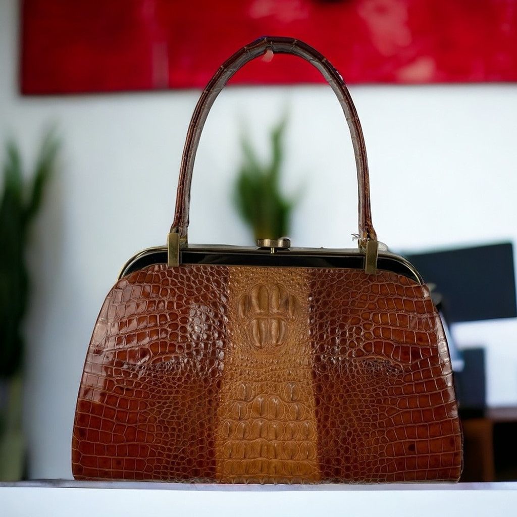 Vintage Genuine Crocodile Leather Hornback Skin Top Handle Bag (VTG) Size ONE SIZE - 1 Thumbnail