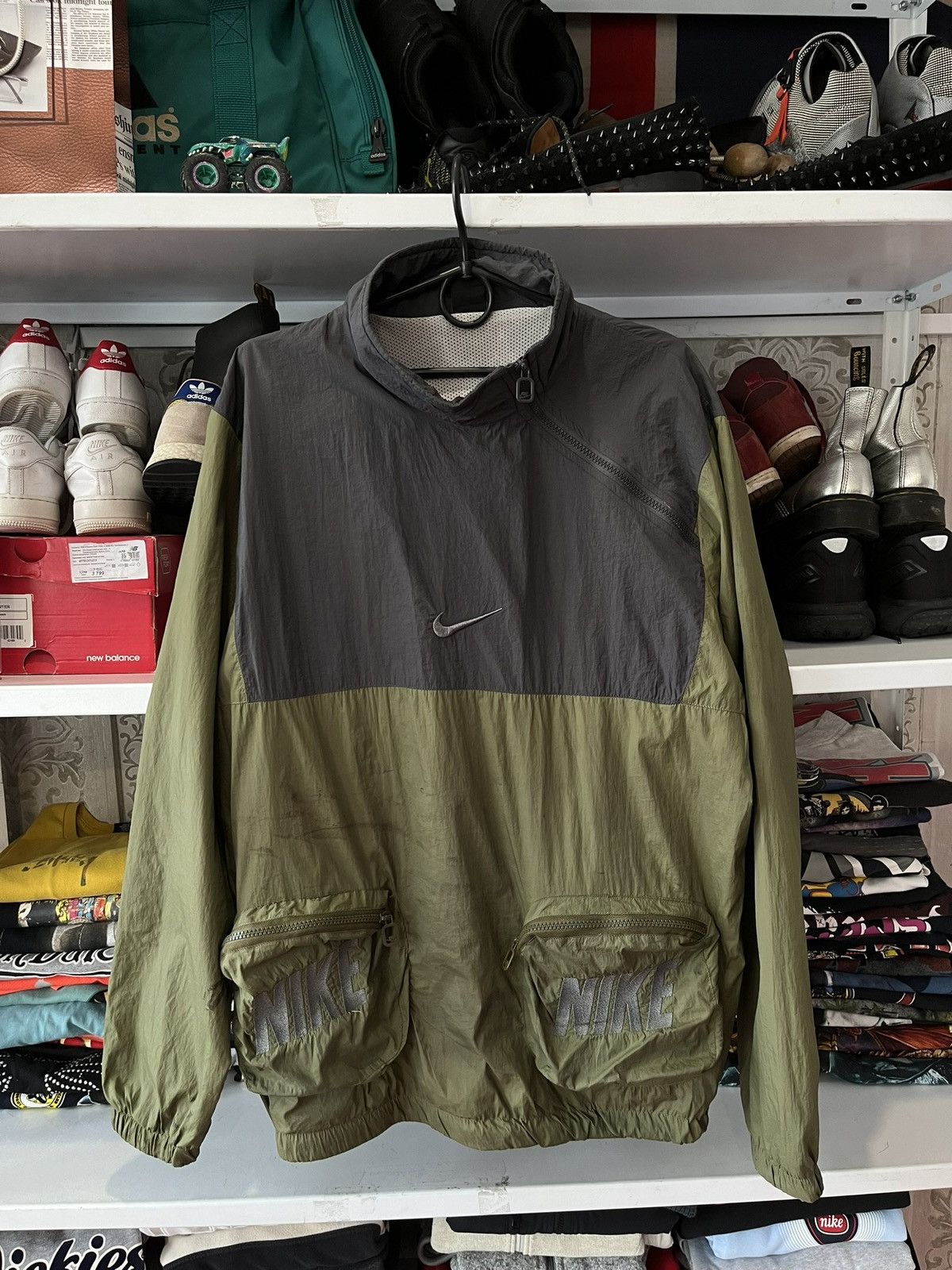 ジャケット・アウター 90s NIKE half zip nylon pullover y2k Vintage Y2K 2000's Nike Hex Nylon Paneled Half Zip Pullover