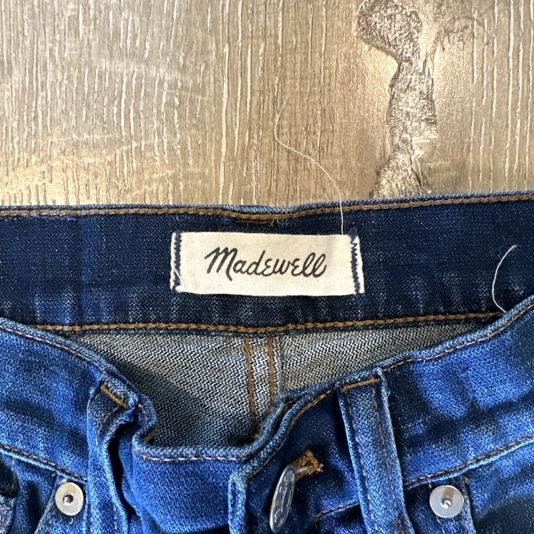 Madewell Madewell Cali Demi Boot Women's Jeans 25 Mid Rise Blue Stretch Raw Hem Chewed Size 42" / US 20 - 4 Thumbnail