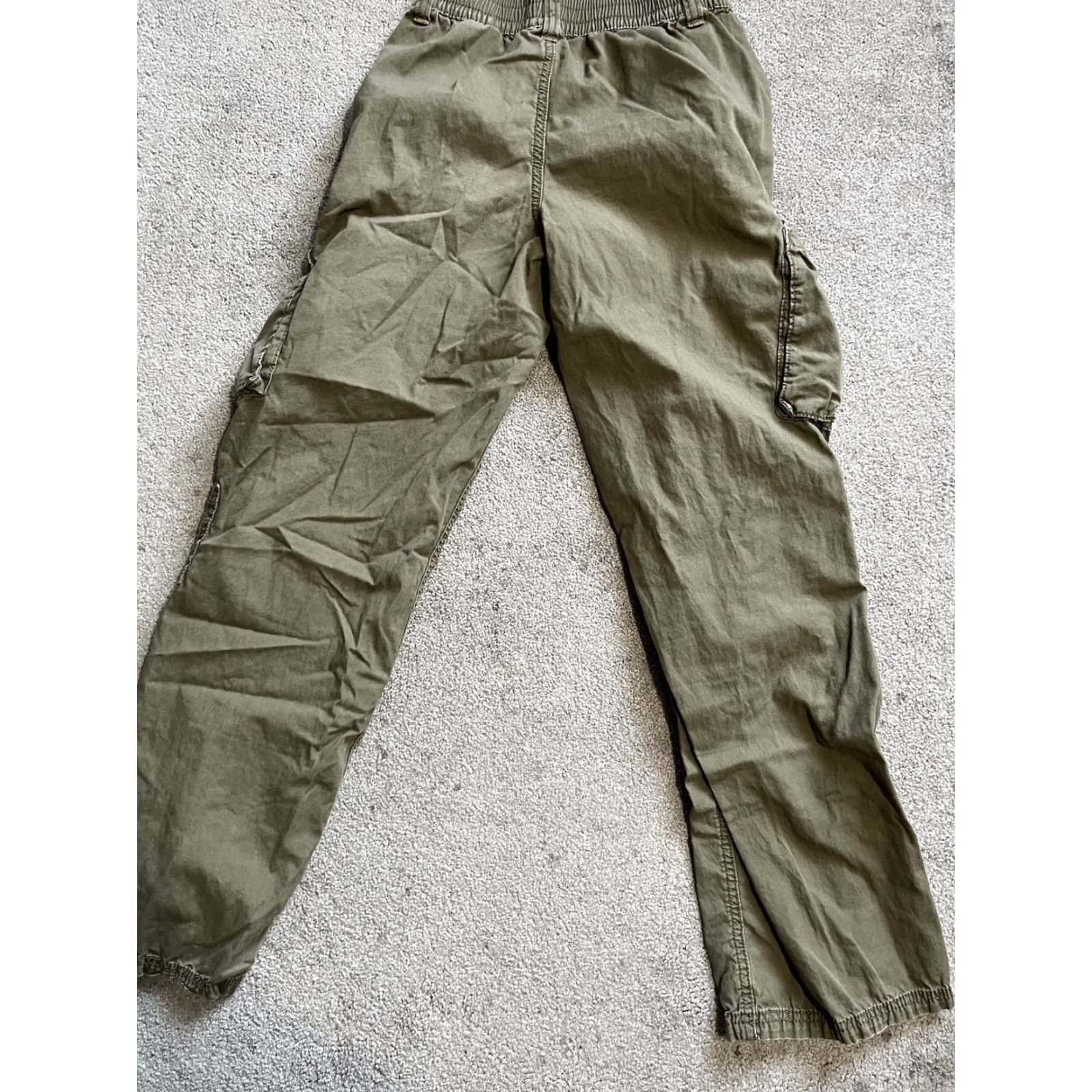 H&M VINTAGE Divided by H&M Women's High-Rise Cargo Pocket Pants 0 Green 100% Cotton Size 25" / US 0 / IT 36 - 3 Thumbnail