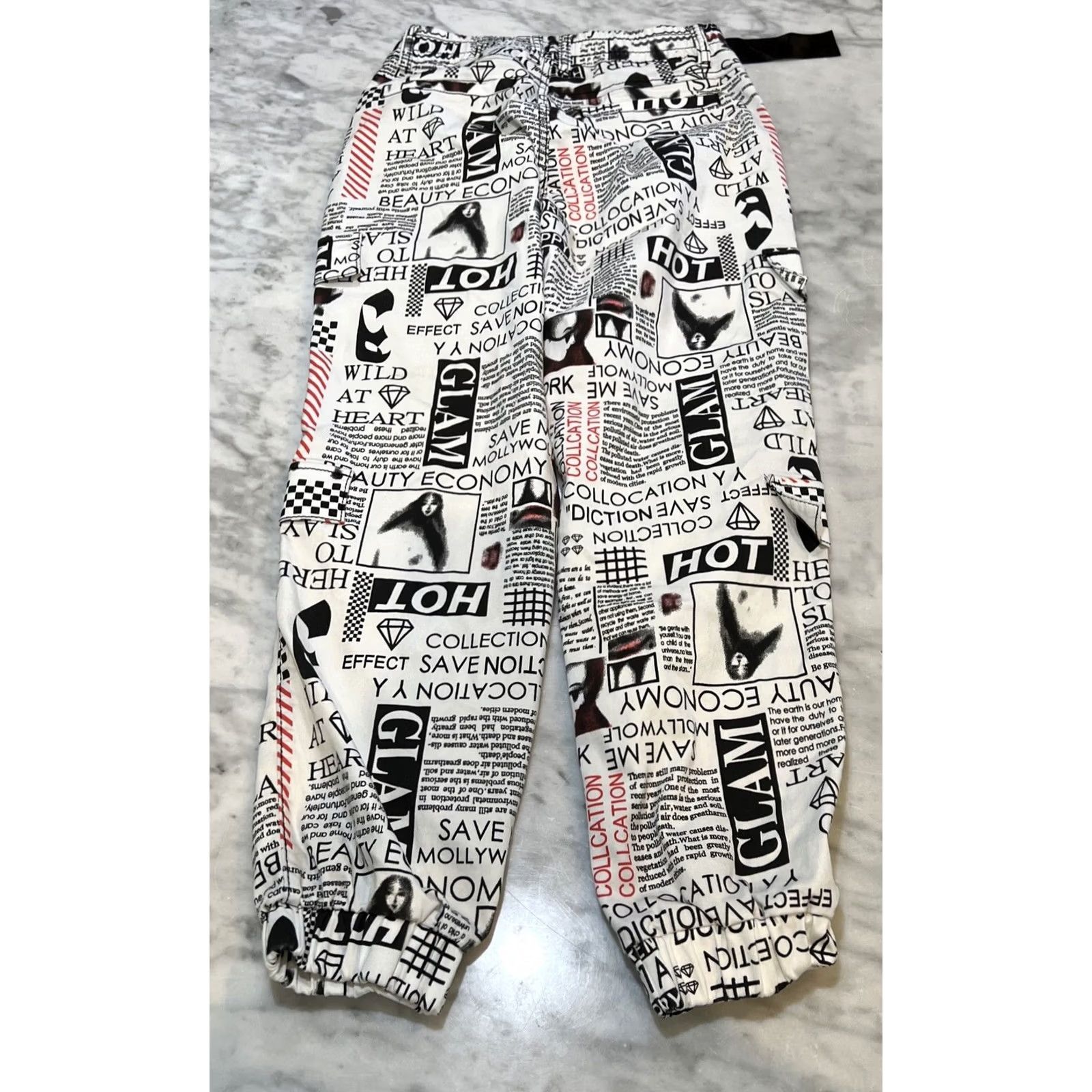 Vintage New title: VIP Jeans Newsprint Womens Size 3/26 Jogger Cargo Baggy Fit NWT Size 26" / US 2 / IT 38 - 4 Thumbnail