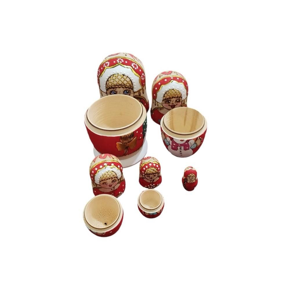 Designer Russian Christmas Nesting Doll 8” Handcrafted Size ONE SIZE - 11 Thumbnail