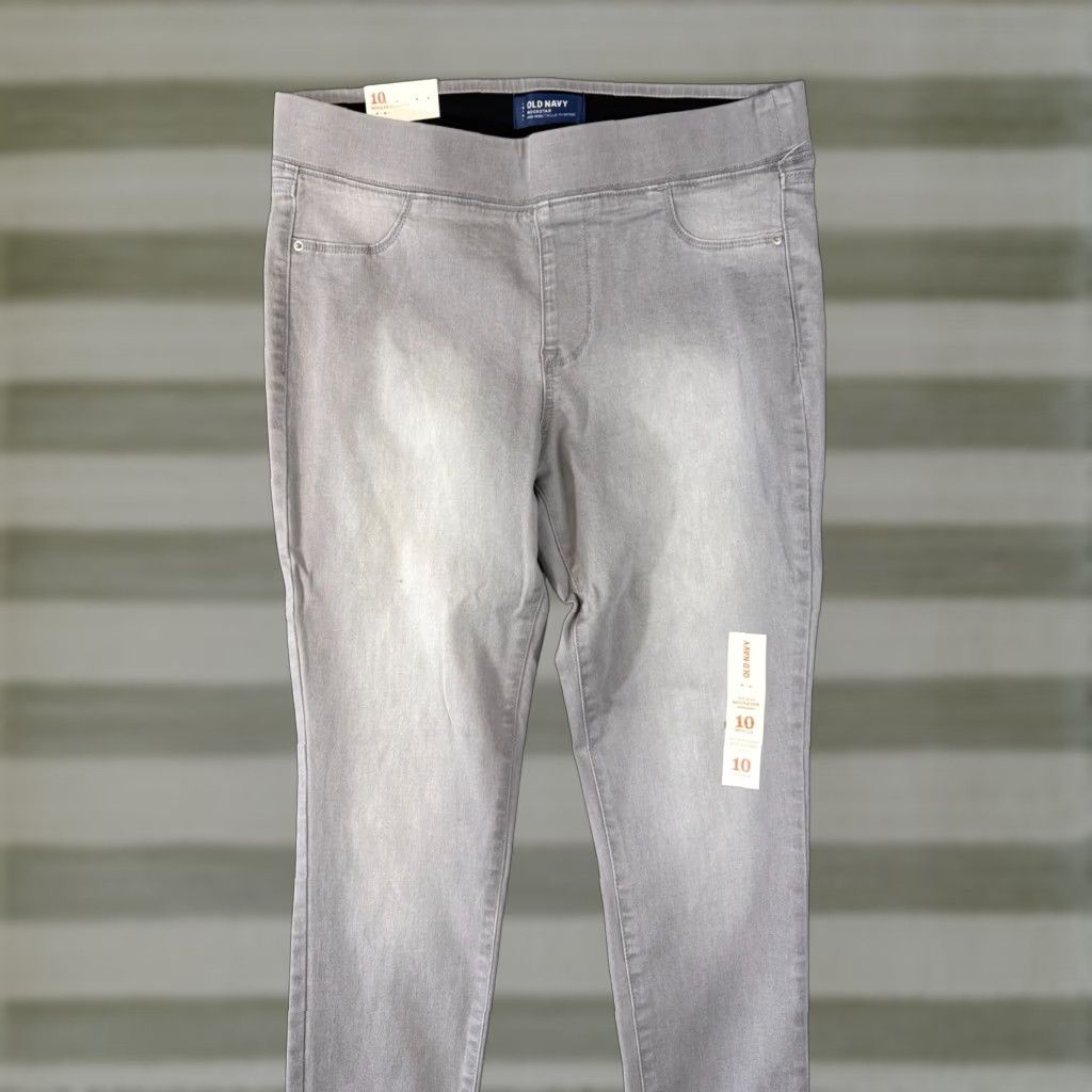 Old Navy VINTAGE Old Navy Jeans Womens 10 Gray Denim Mid Rise Elastic Waist Rockstar Jegging NWT Size 32" / US 10 / IT 46 - 1 Thumbnail