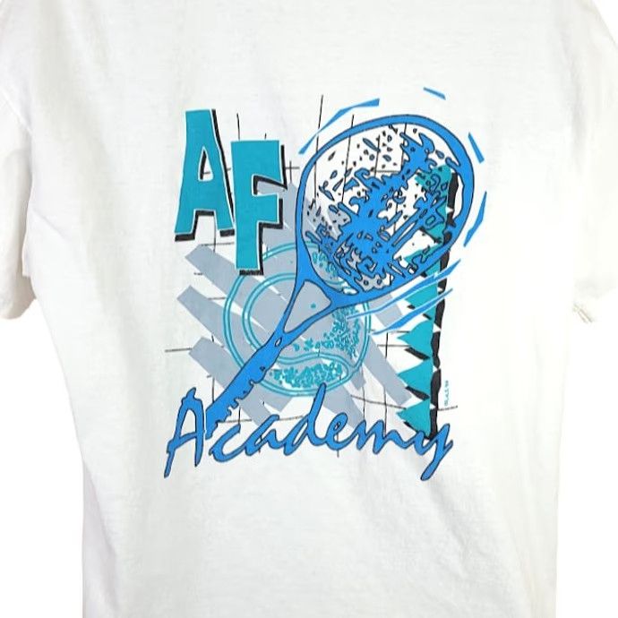Lee VINTAGE Air Force Academy Tennis T Shirt Mens XL 90s White Cotton Lee Made In USA Golf? Size US XL / EU 56 / 4 - 4 Thumbnail