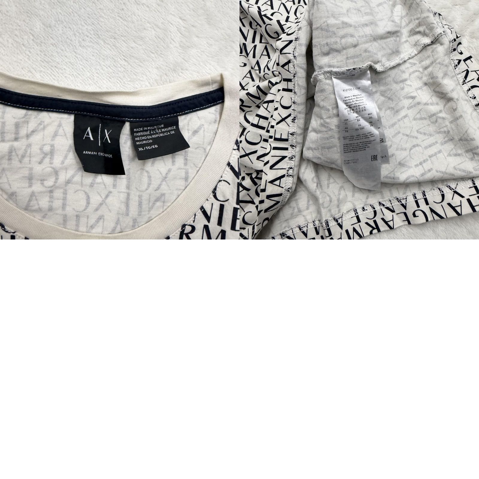 Armani Exchange Armani Exchange Shirt Mens XL White All Over Logo AOP Graphic Print Short Sleeve Crew Neck T-Shirt Mens White Logo Print XL Size US XL / EU 56 / 4 - 10 Thumbnail