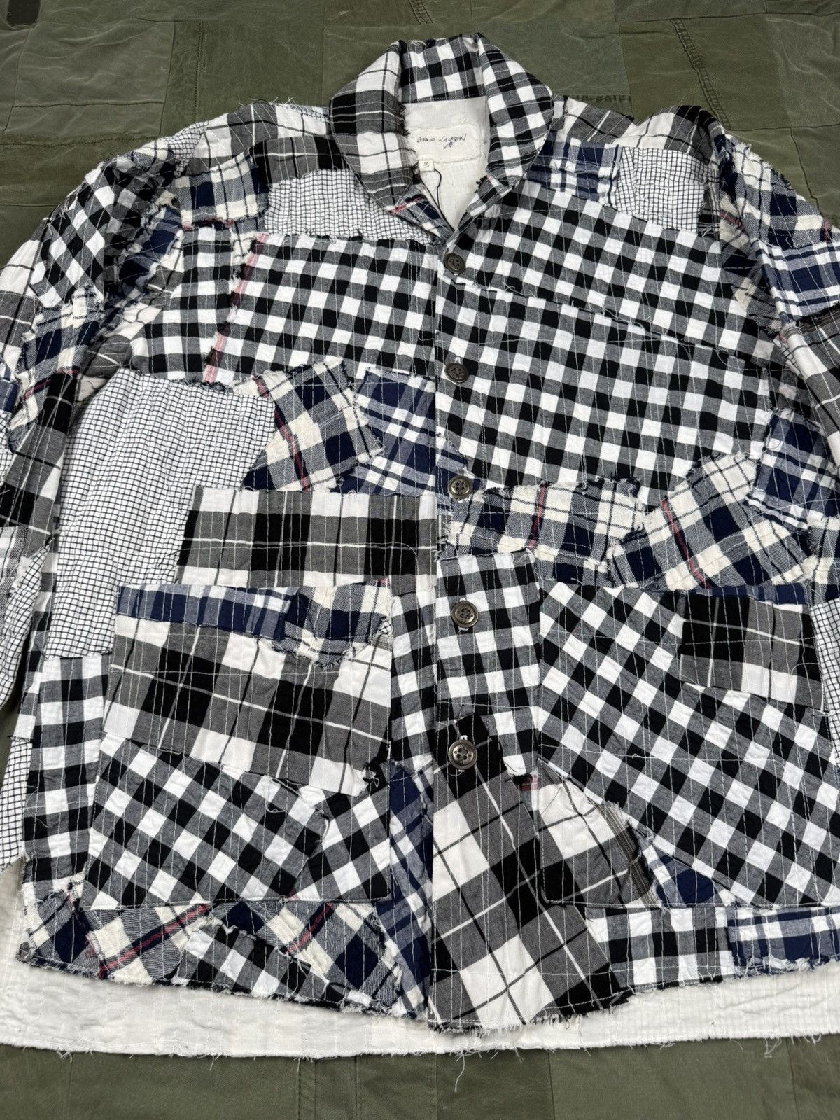 Greg Lauren Black/White Stitchwork Boxy Shirt Size US L / EU 52-54 / 3 - 3 Thumbnail