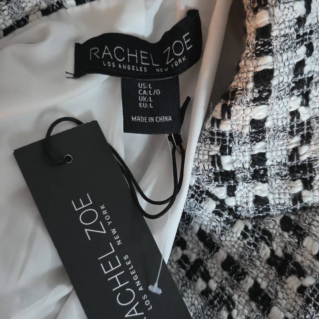 Rachel Zoe Rachel Zoe Women's Size Large White Black Tweed Blazer Jacke Size L / US 10 / IT 46 - 4 Thumbnail