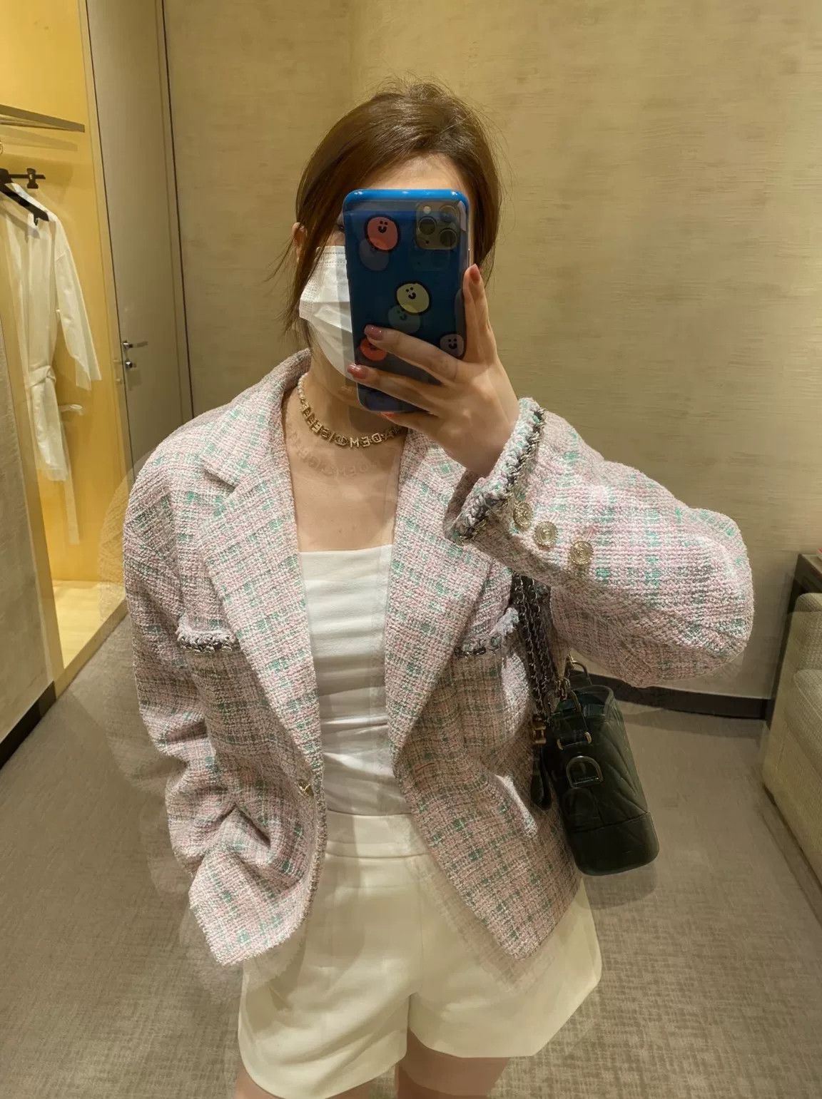 Chanel Chanel 21S Pink Green Plaid Tweed Jacket Size XXS / US 00 / IT 34 - 1 Thumbnail