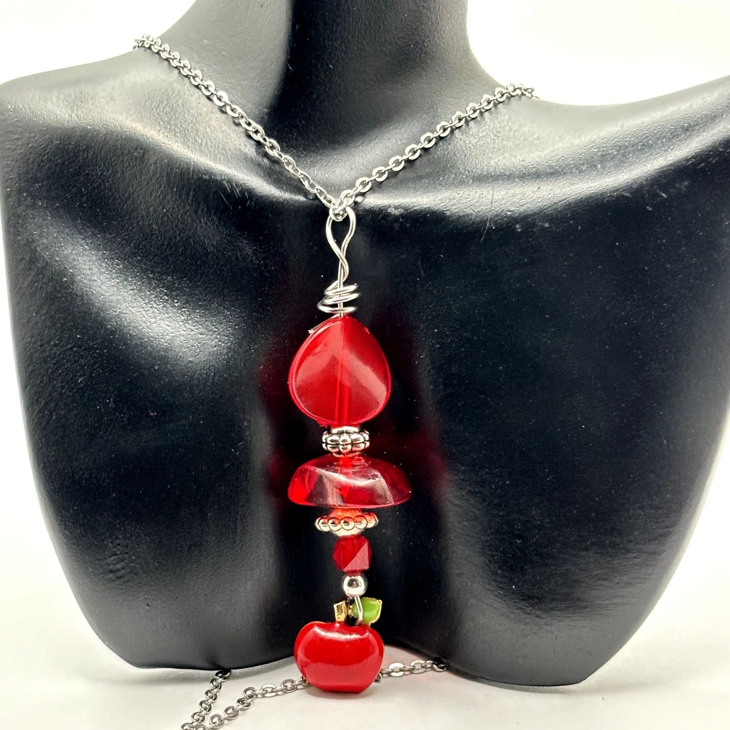 Other Silver & Red Apple Necklace Size ONE SIZE - 1 Thumbnail