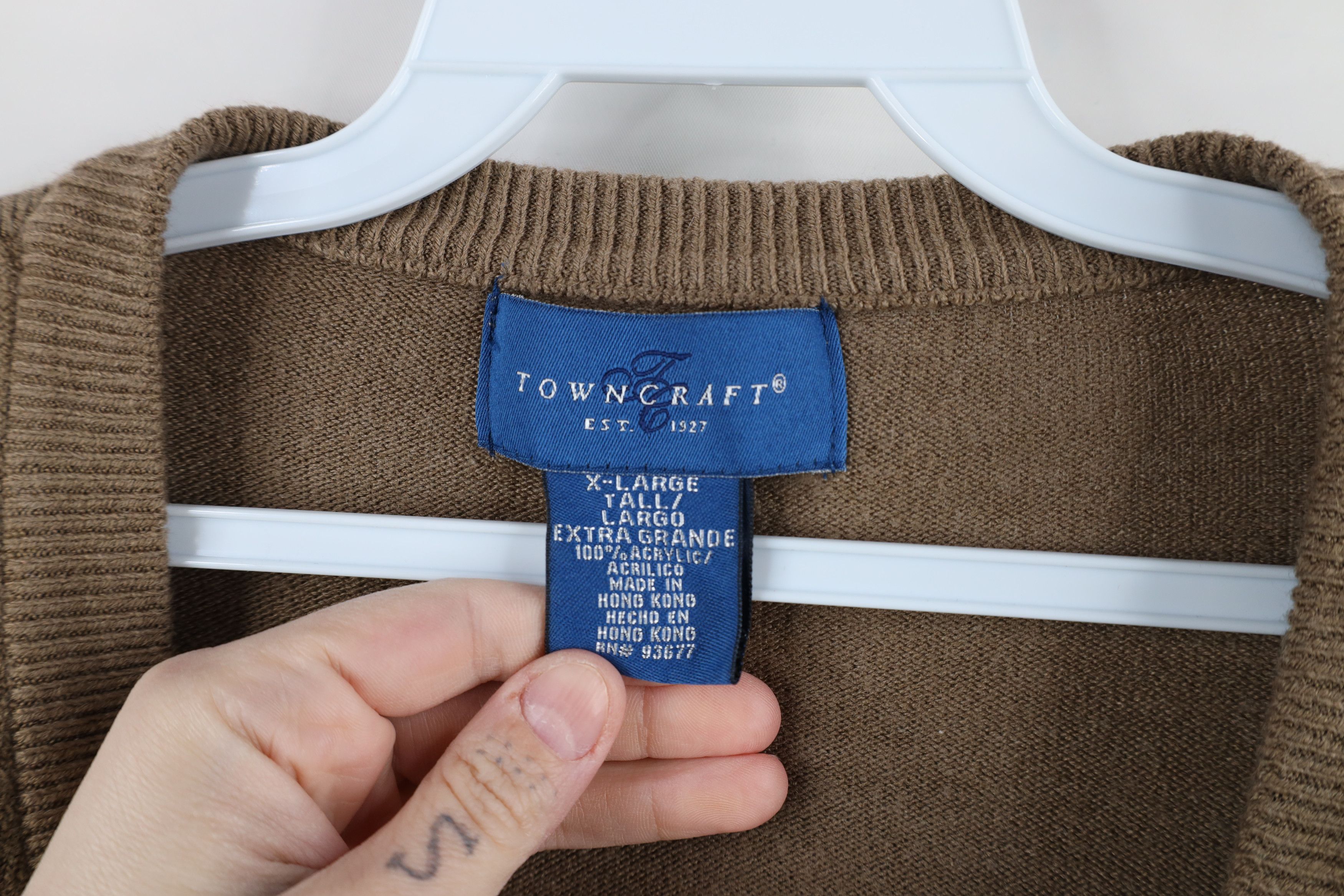 Vintage Vintage 70s Streetwear Faded Blank Knit V-Neck Sweater Brown Size US XL / EU 56 / 4 - 6 Thumbnail