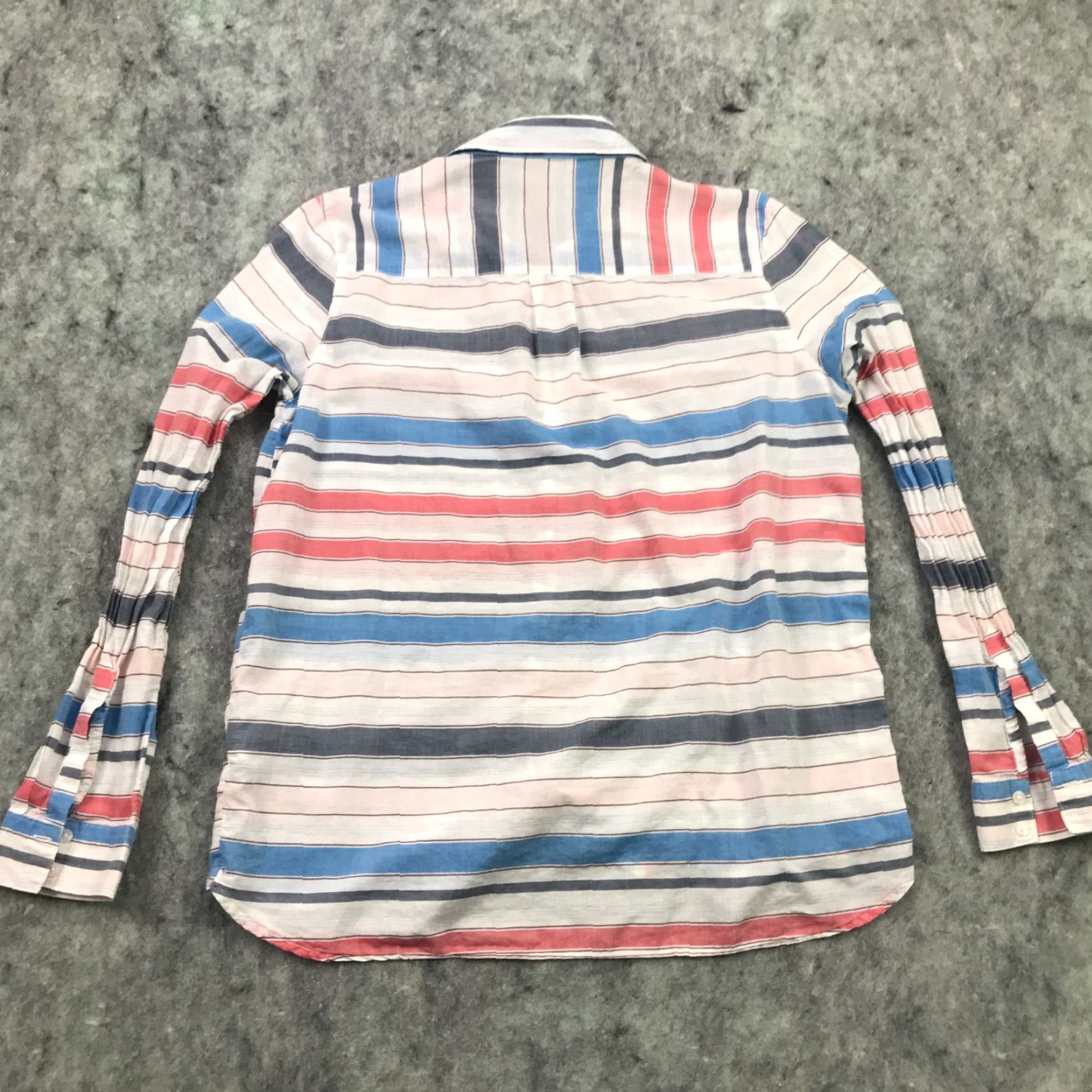 Gap Gap Womens Shirt Medium Blue Striped Button Up Pleated Long Sleeve Size M / US 6-8 / IT 42-44 - 6 Thumbnail