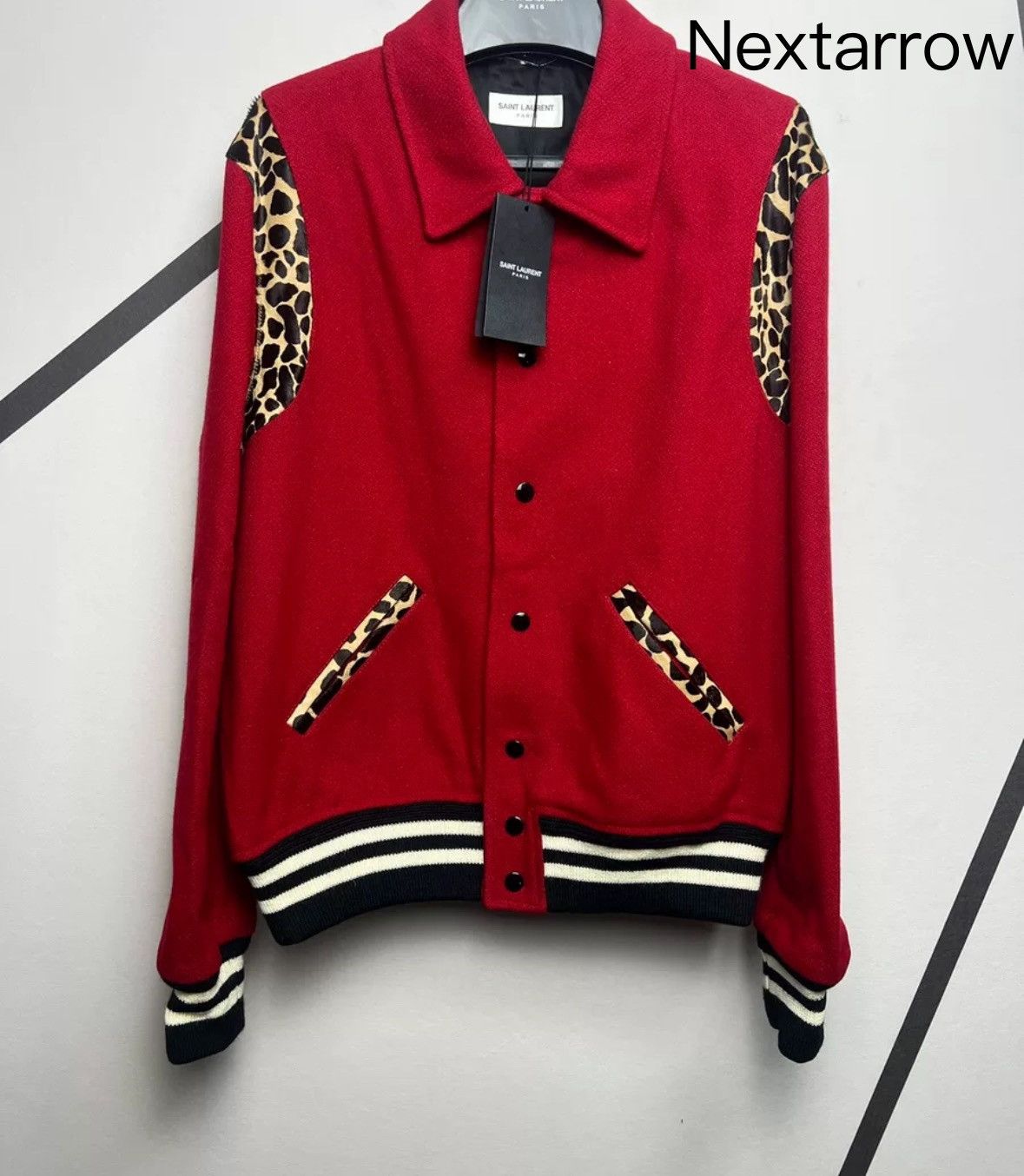 Saint Laurent SLP genuine show red wool baseball jacket