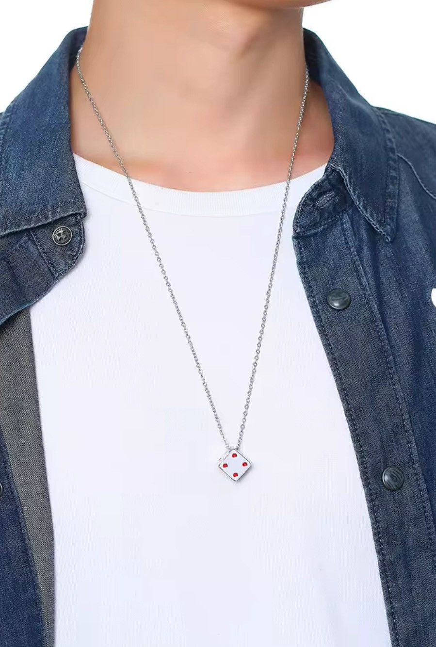 Jewelry Silver Cool Cube Dice Style Necklaces Size ONE SIZE - 4 Thumbnail
