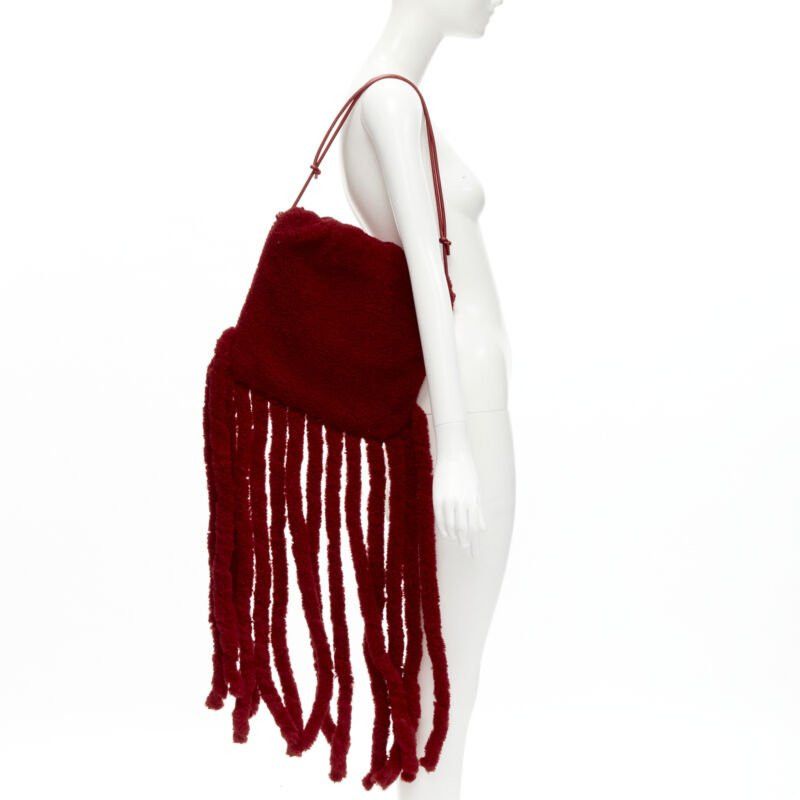 Bottega Veneta rare BOTTEGA VENETA Daniel Lee Runway red shearling fringe crossbody clutch Size ONE SIZE - 1 Thumbnail