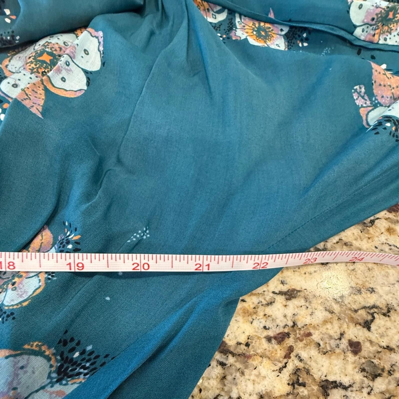 Other Free People teal floral boho top dolman long sleeve SZ XS Size XS / US 0-2 / IT 36-38 - 9 Thumbnail