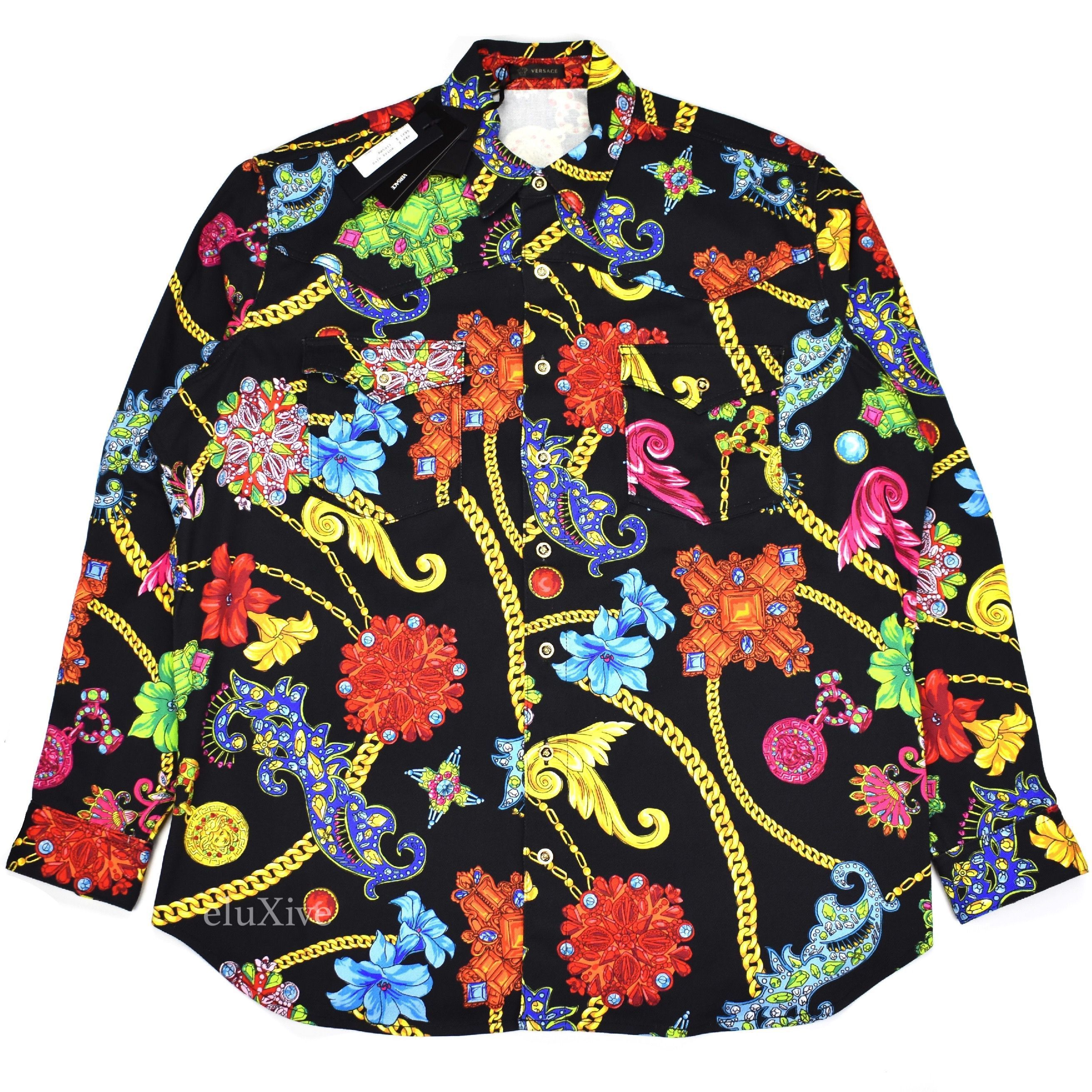 Versace Versace Medusa Button Jewelry Print Denim Oversized Shirt Size US M / EU 48-50 / 2 - 1 Preview