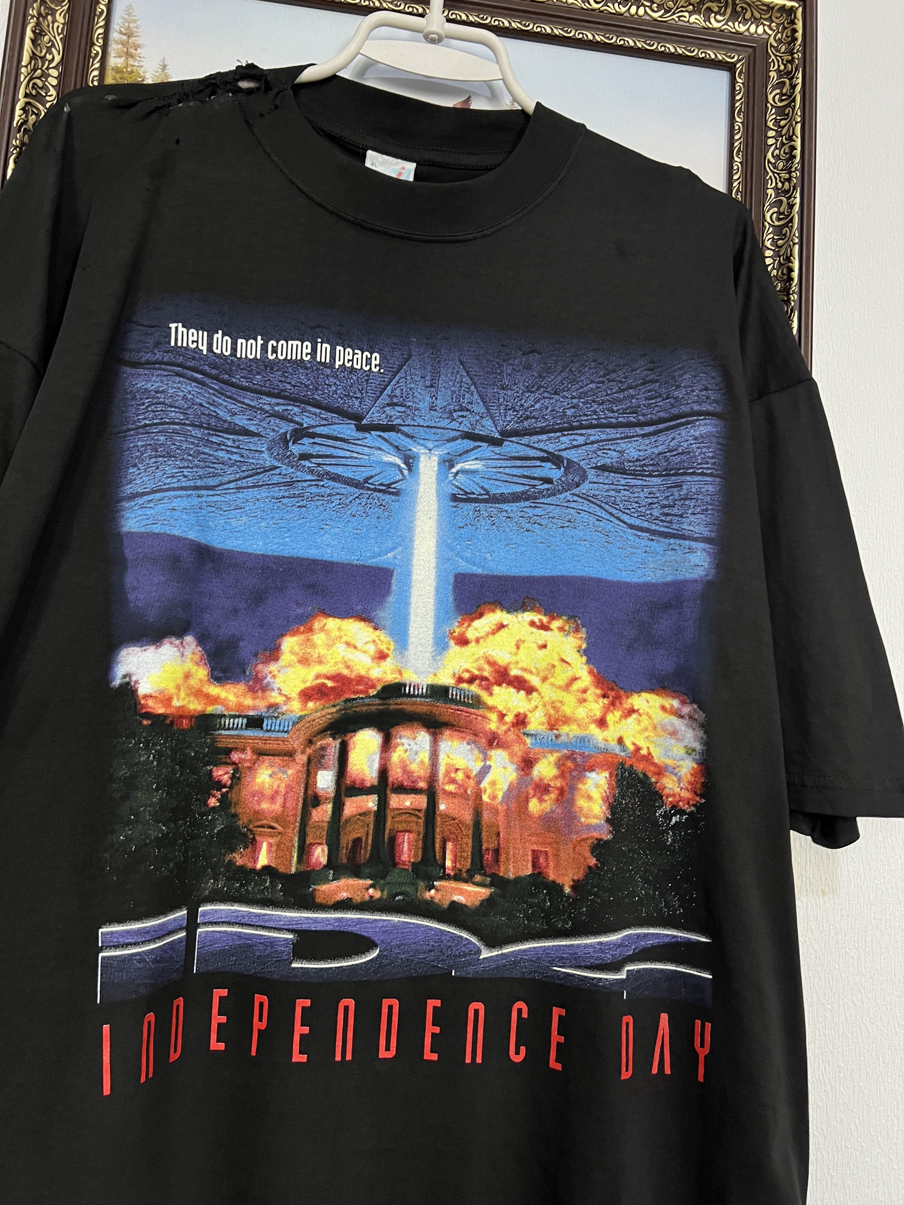 Vintage Independence Day Movie Promo Shirt Over Print Tee Rare Size US XL / EU 56 / 4 - 3 Thumbnail