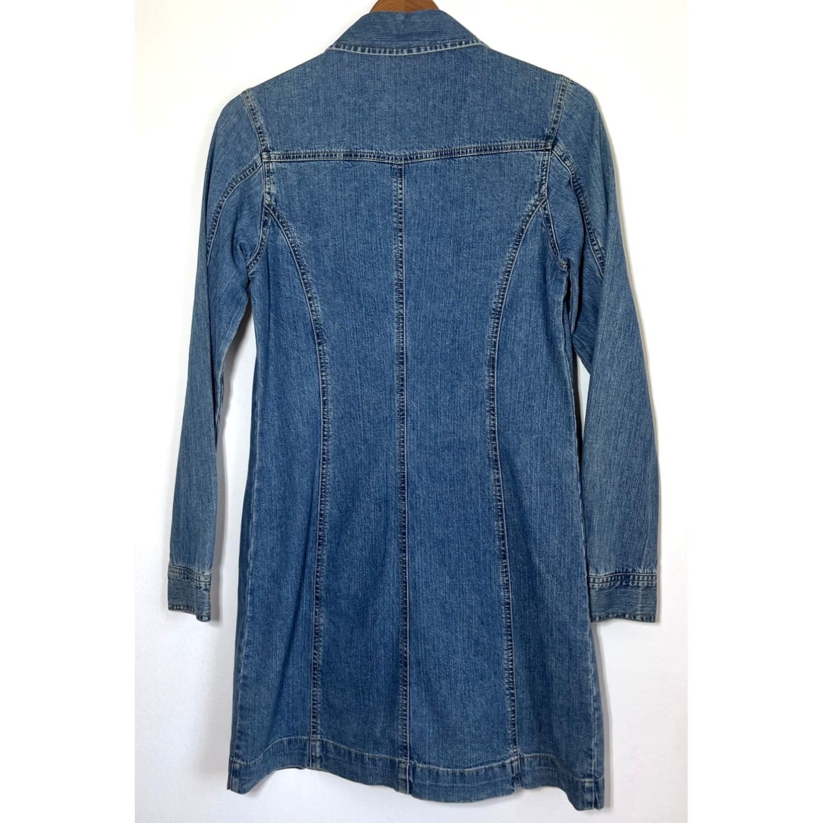 Gap VINTAGE GAP Women’s Denim Dress Blue 4 Jeans Pockets 90s City Classic Jacket Dress Womens Size 27" / US 4 / IT 40 - 2 Thumbnail