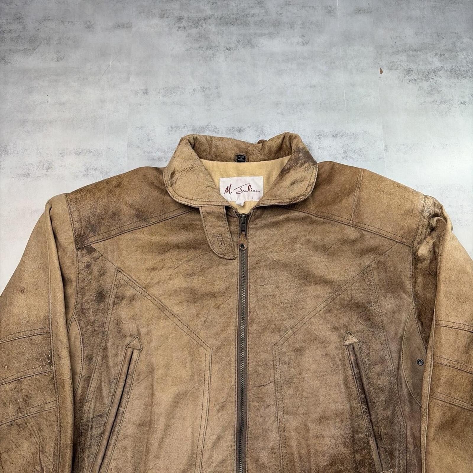 Other Vintage Brown M. Julian Cotton Lined Leather Bomber Jacket Size US L / EU 52-54 / 3 - 3 Thumbnail