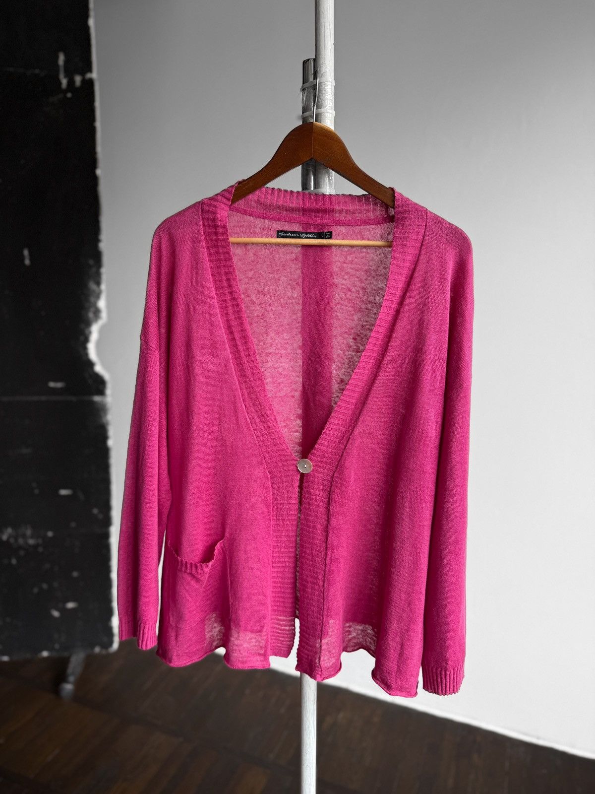 Gudrun Sjoden Gudrun Sjoden Womens Pink Long Sleeve Linen-Blend Cardigan Size L / US 10 / IT 46 - 1 Thumbnail
