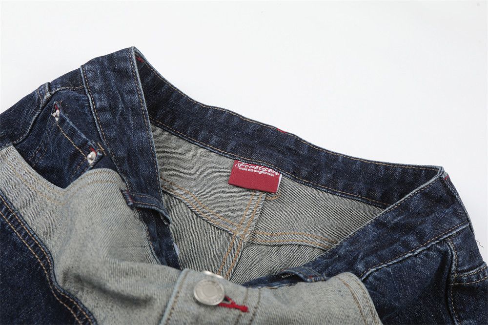 Japanese Brand Men's Loose Straight-Leg Paneled Denim Shorts Size US 32 / EU 48 - 4 Thumbnail