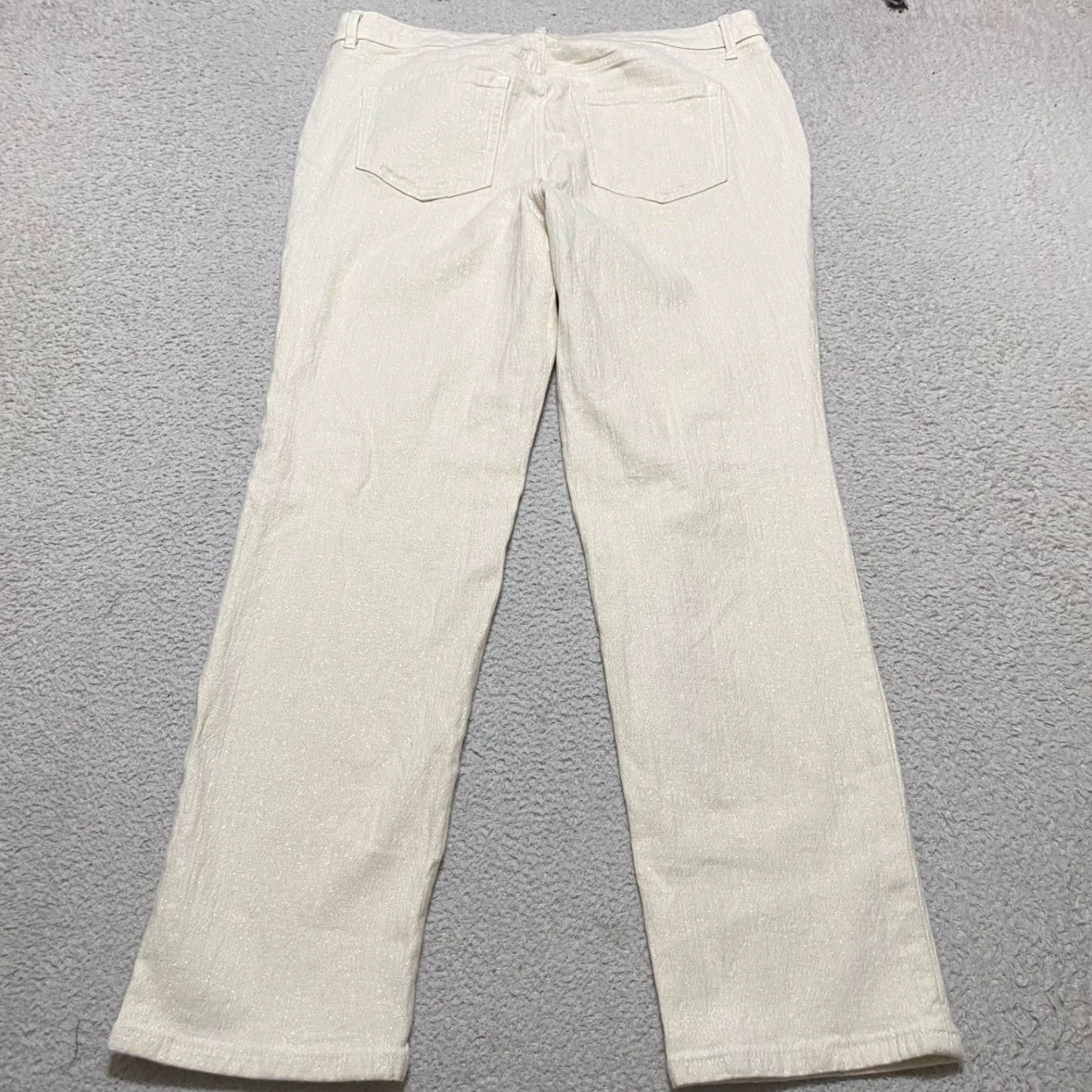 Vintage Lane Bryant Womens Jeans 16 Plus Ivory Denim Mid Rise Straight 5-Pocket Stretch Regular Size 38" / US 16 / IT 52 - 2 Thumbnail