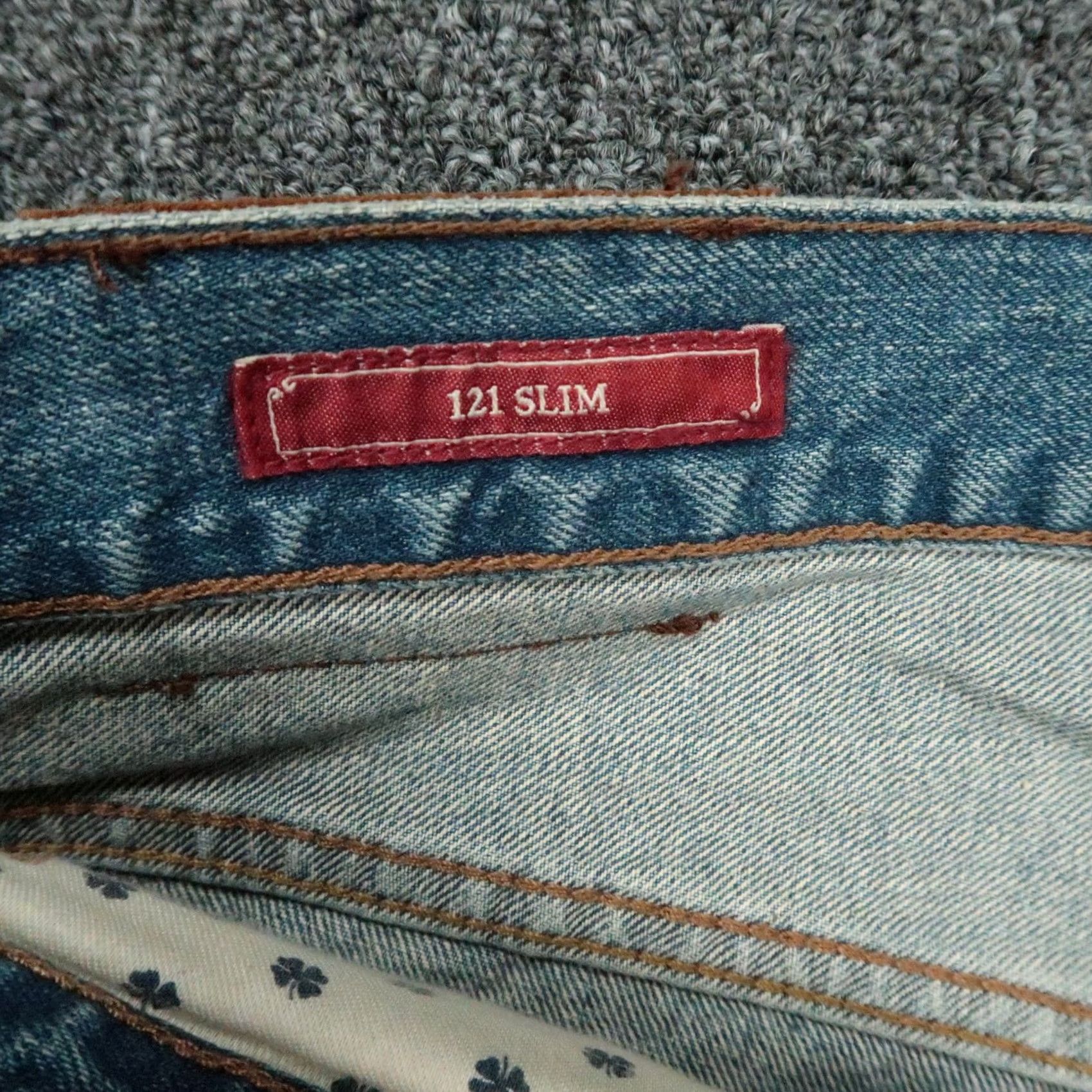 Lucky Brand Lucky Brand Jeans Mens 35x33 Slim Distressed Paint Splatter Blue Denim 5-Pocket Straight Zip Button Inseam 33 Vintage No Mens Size US 35 - 4 Thumbnail