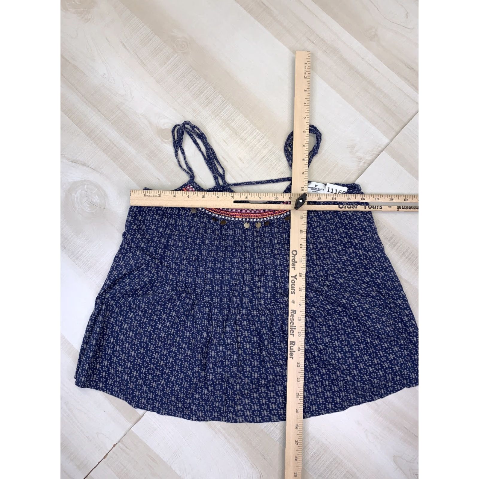 American Eagle Outfitters American Eagle Outfitters Tank Top Womens Cropped Boho Pleated Front Crop Tank M Blue Casual Sleeveless Spaghetti Size M / US 6-8 / IT 42-44 - 4 Thumbnail