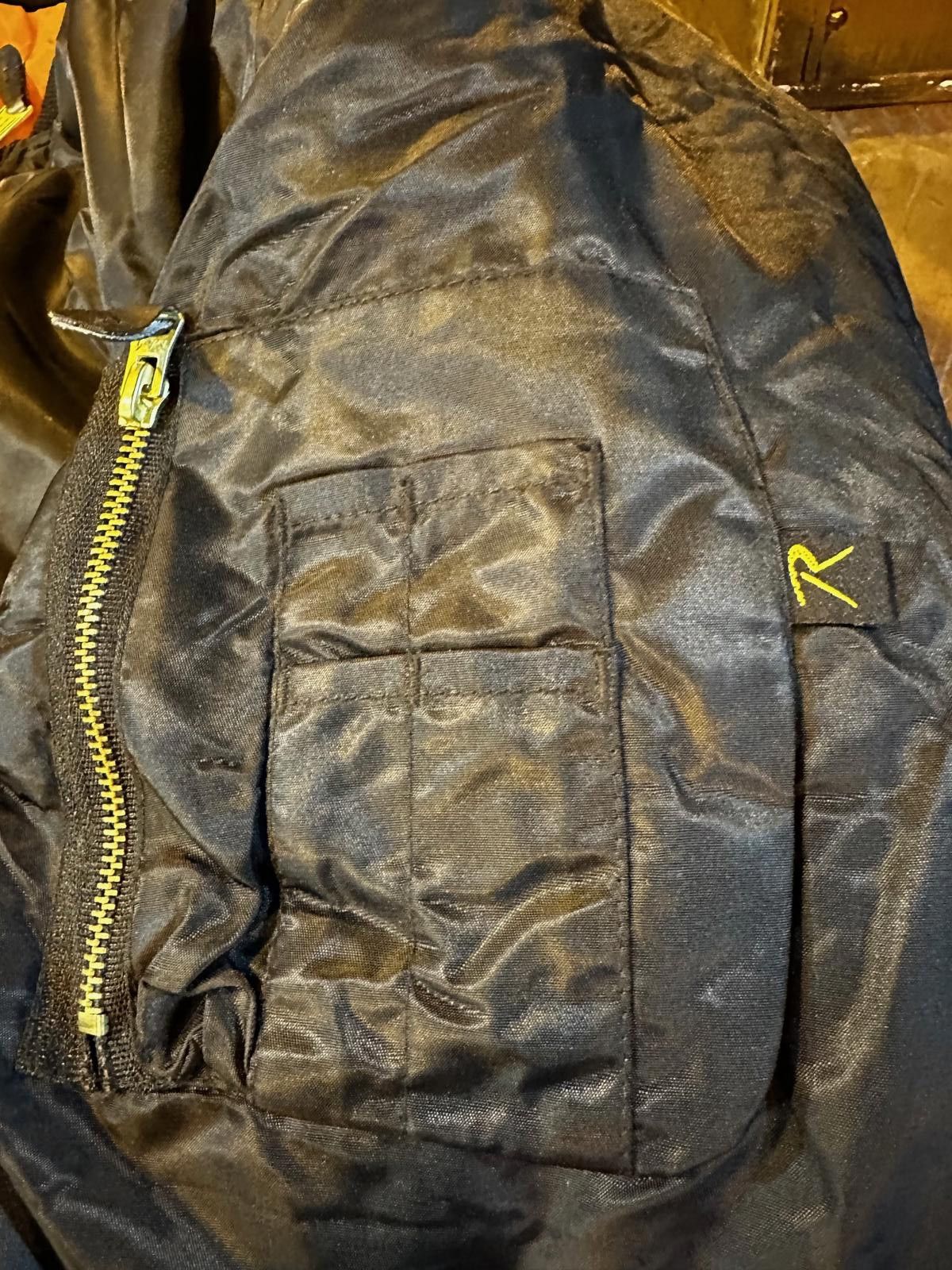 Other Black Bomber Jacket M Gold Zipper Orange Lining MA-1 Style Size US M / EU 48-50 / 2 - 3 Thumbnail