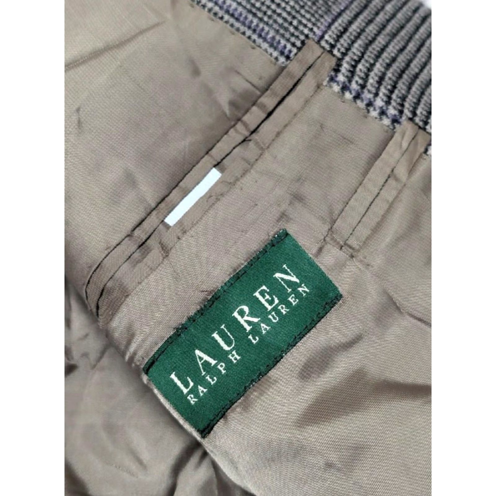 Ralph Lauren Ralph Lauren blazer Blazer Regular 44L Gray PLAID Houndstooth wool Flannel Men Long Notch 2-Button Front Jacket 44 in Chest" Size 44R - 7 Thumbnail