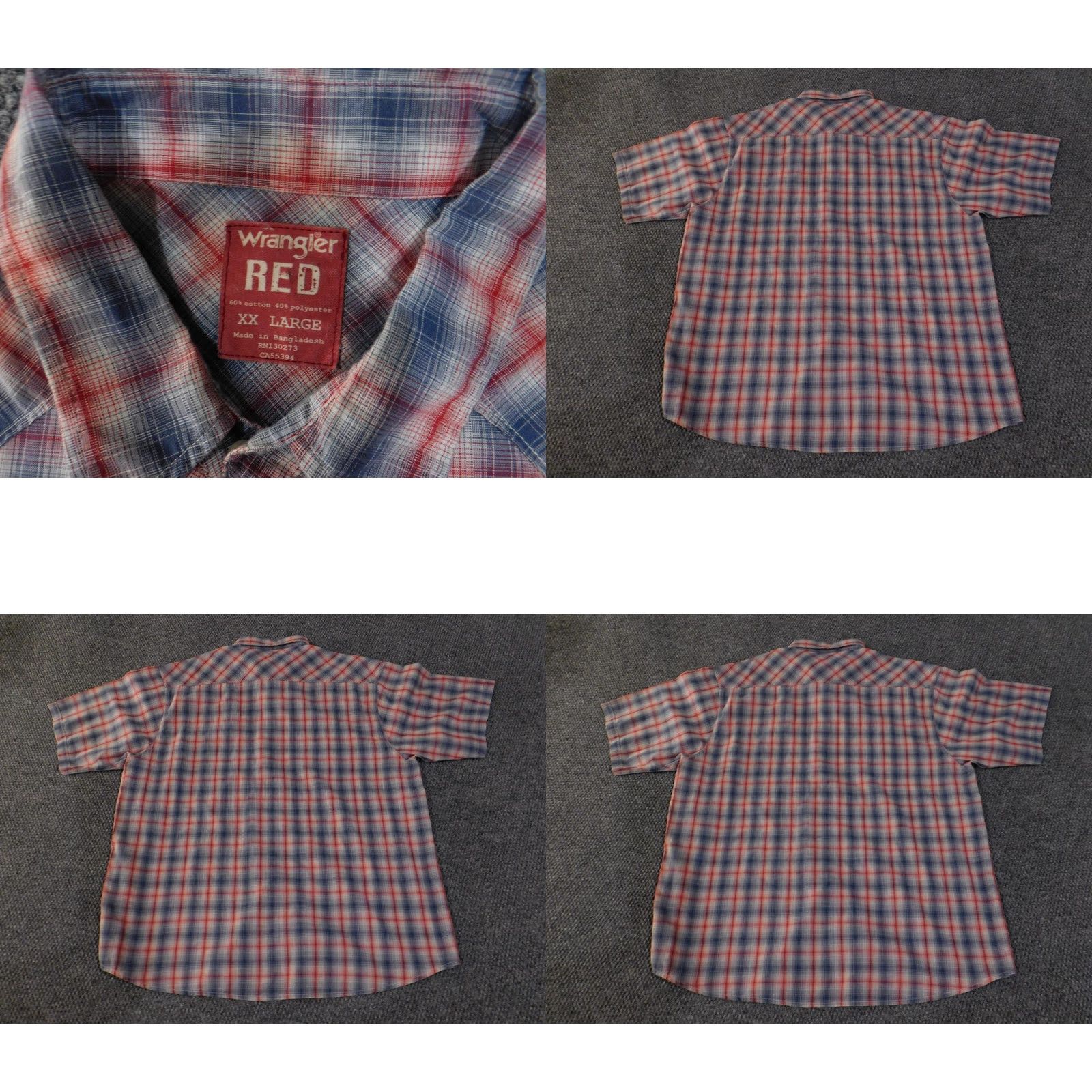Wrangler VINTAGE Wrangler RED Shirt Mens 2XL Blue Red Plaid Western Pearl Snap Short Sleeve Mens 2XL Snap Front Closure Button-Up Western Shirt Size US XXL / EU 58 / 5 - 8 Thumbnail