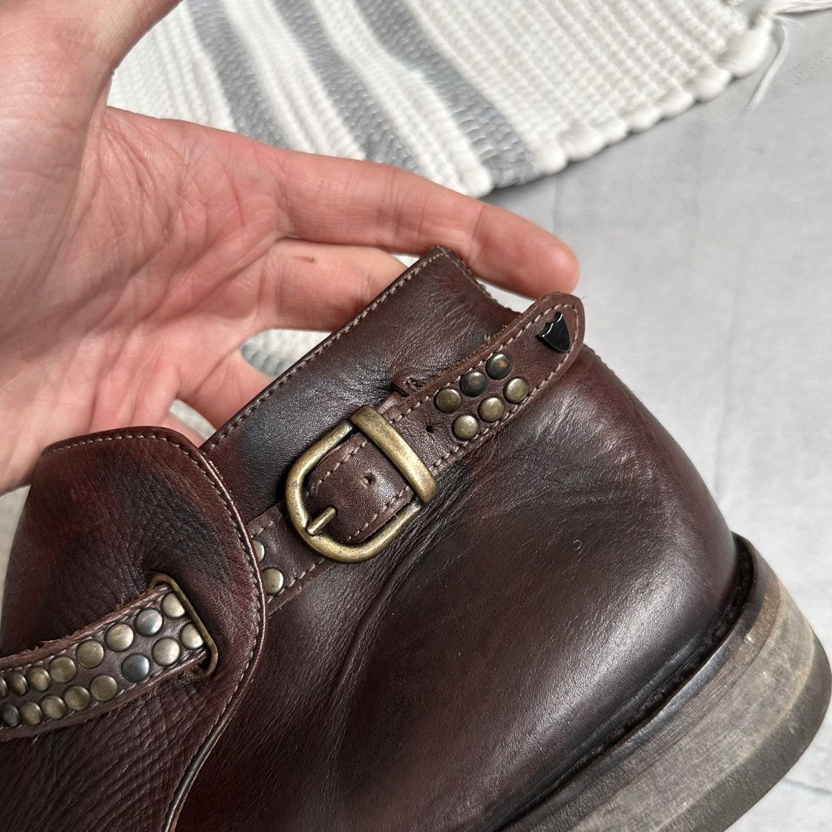 Dirk Bikkembergs HTC Hollywood Trading Co Studded Belt Biker Boots Ash Style Size US 8 / EU 41 - 13 Thumbnail