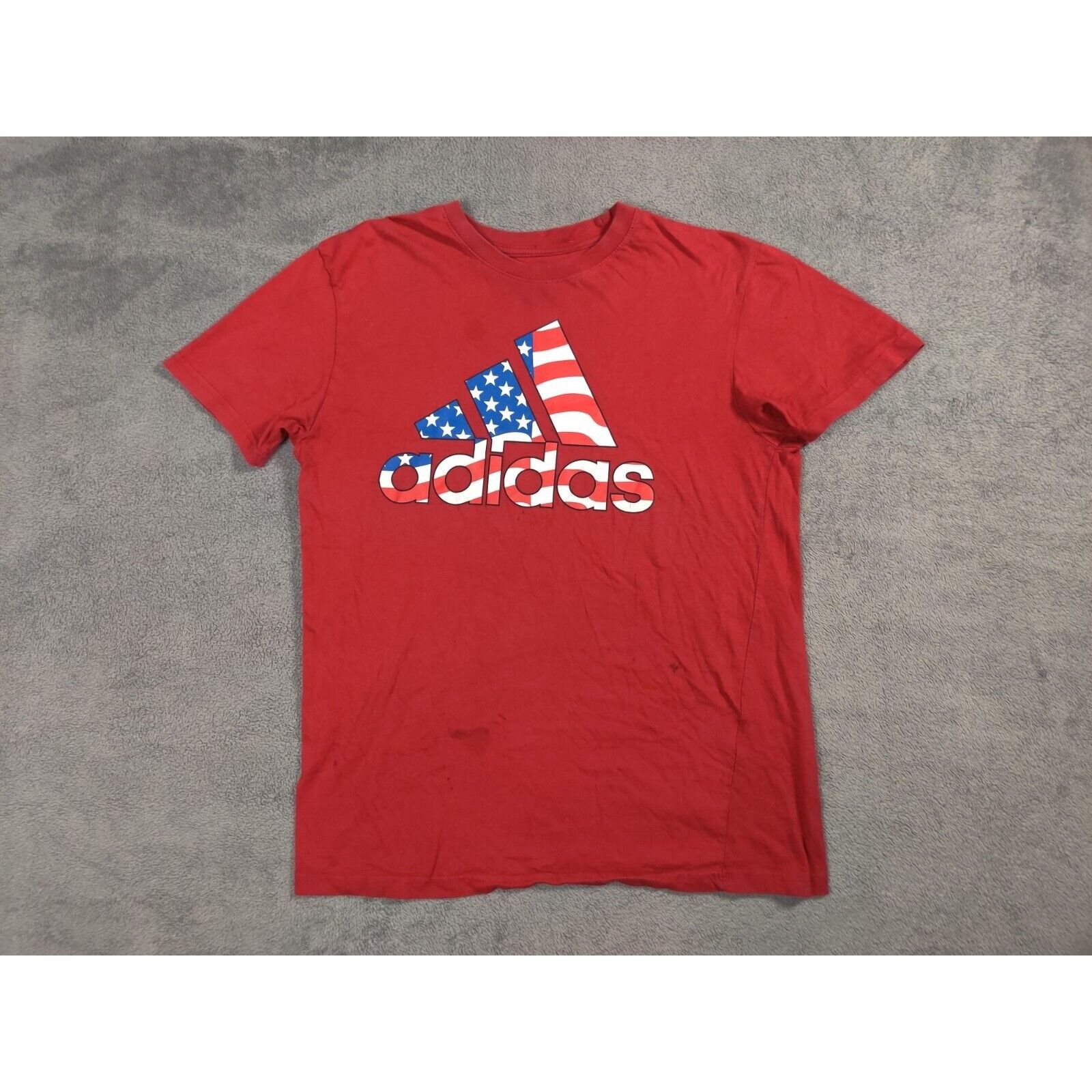 Adidas Adidas Shirt Adult Mens Medium Red USA Flag Spell Out Logo Size US M / EU 48-50 / 2 - 1 Thumbnail