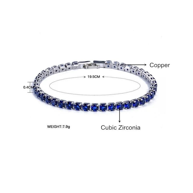 Jewelry Silver Blue color iced tennis bracelet Blue stones Size ONE SIZE - 3 Thumbnail