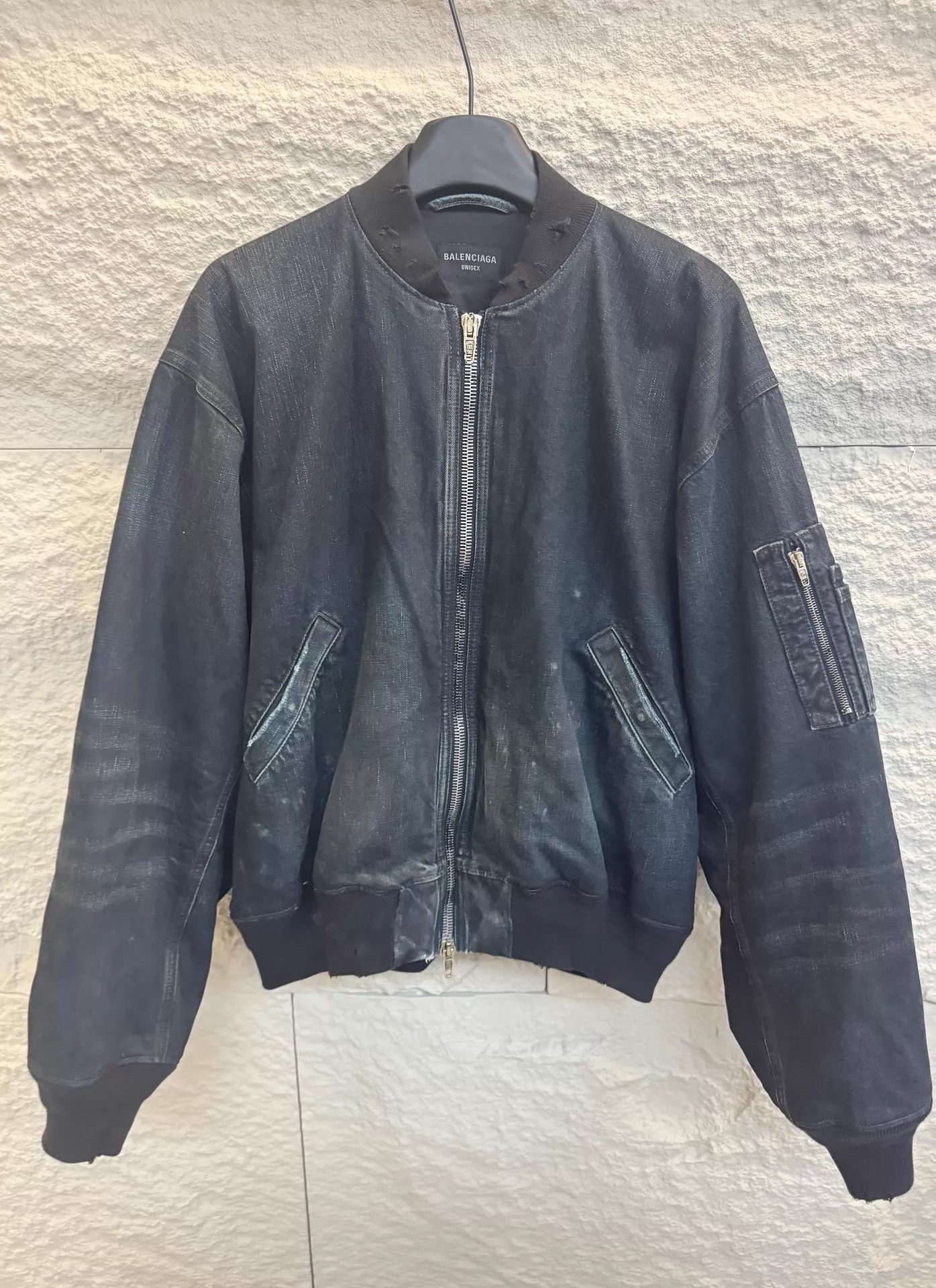 Balenciaga Balenciaga 25ss Denim Bomber Jkt Black S Distressed Size S / US 4 / IT 40 - 2 Thumbnail