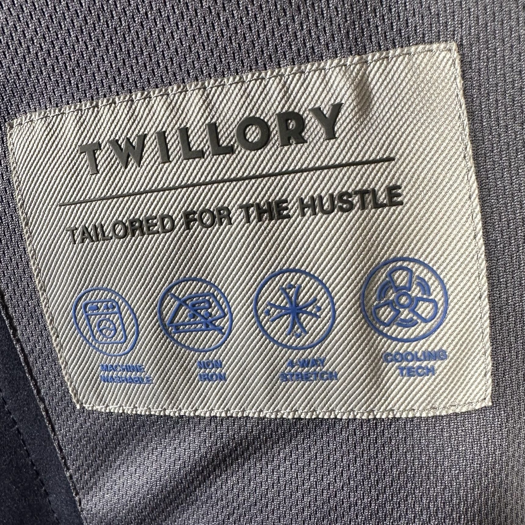 Vintage Twillory Blazer Sport Coat Mens 44L Blue Solid Long Jacket Notch Lapel Double-Vented Stretch Performance Size 44R - 7 Thumbnail