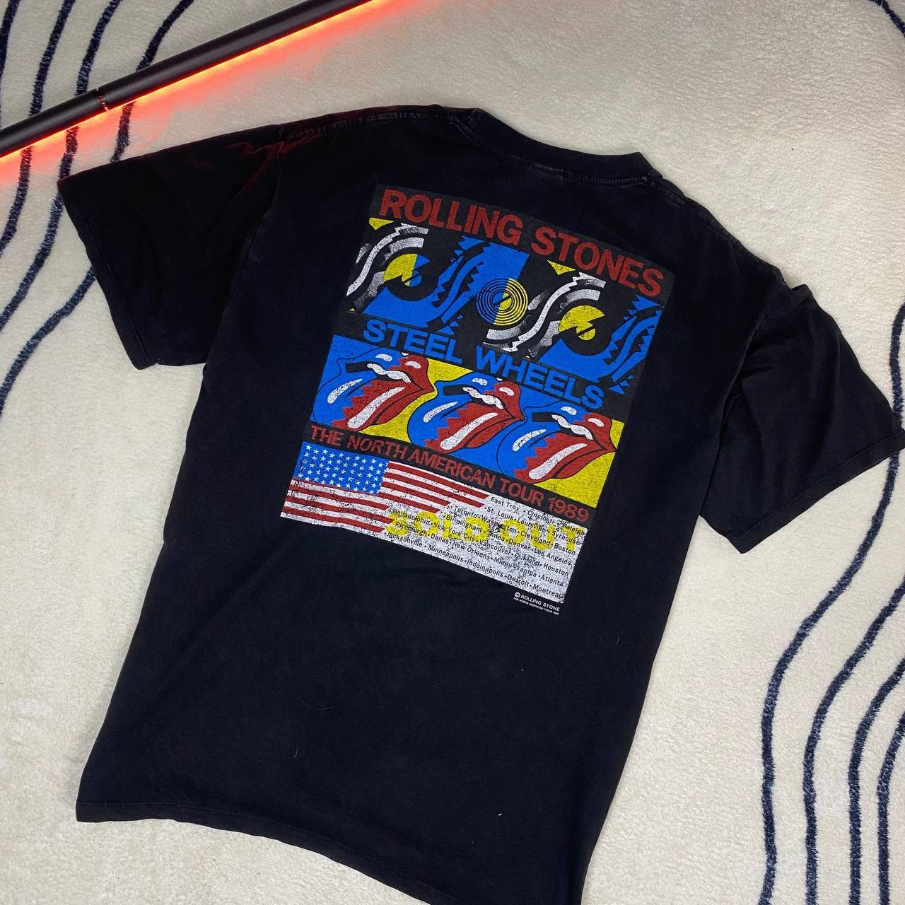 Band Tees × The Rolling Stones × Vintage 💥VINTAGE💥 The Rolling Stones 1989 american flag Tour Merch Size US XL / EU 56 / 4 - 4 Thumbnail