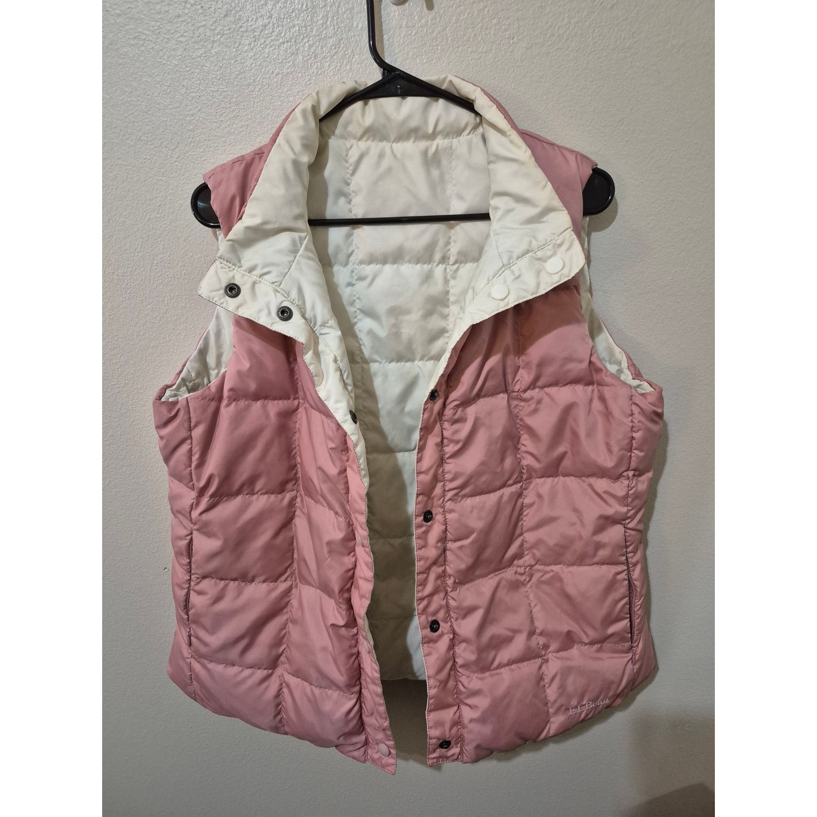 L.L. Bean L.L. Bean Reversible Quilted Puffer Vest. Cream & Rose Pink Size L / US 10 / IT 46 - 6 Thumbnail
