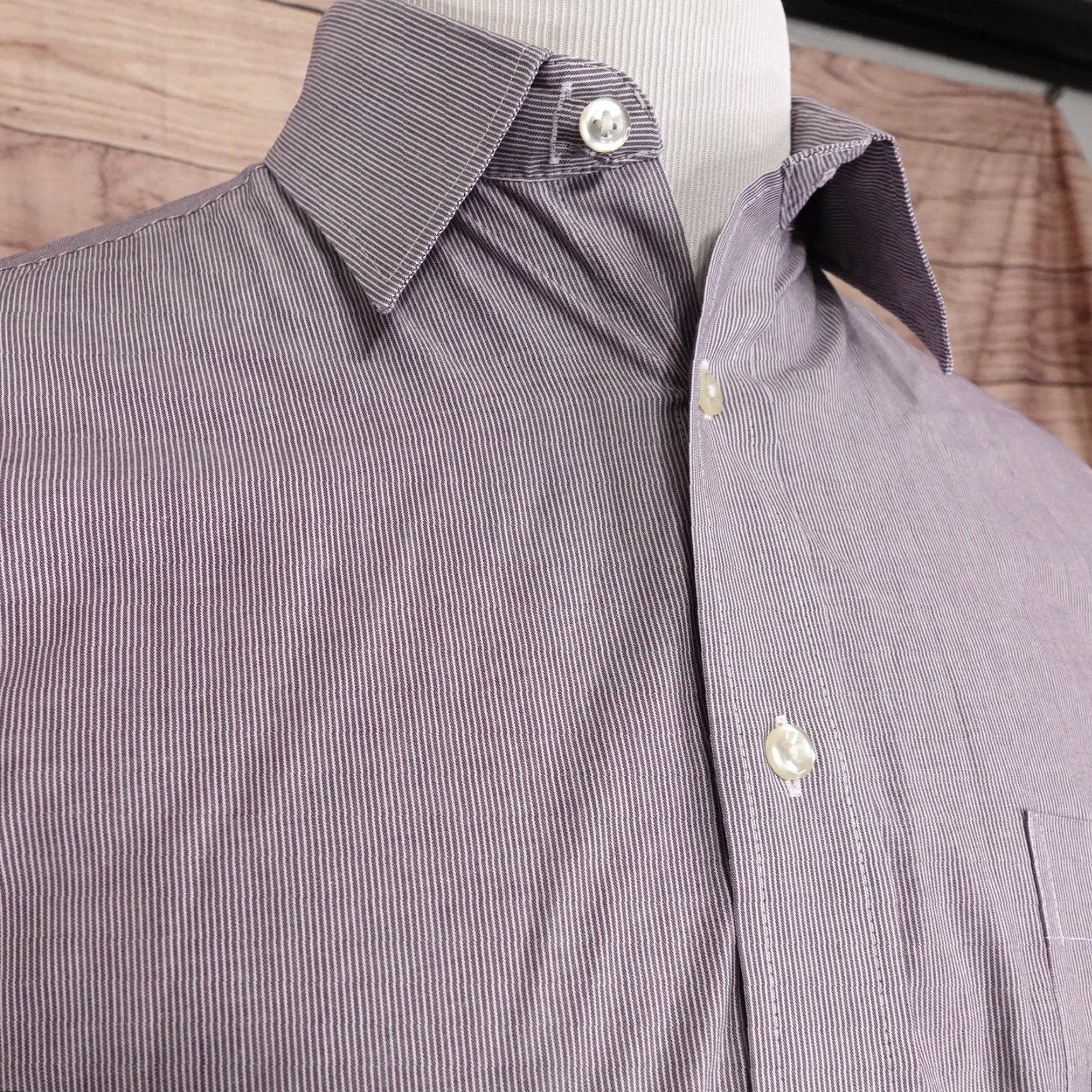 Stafford Stafford Performance Dress Shirt 16 34/35 Stripe Broadcloth Classic Fit Men Shirt Size 42R - 3 Thumbnail