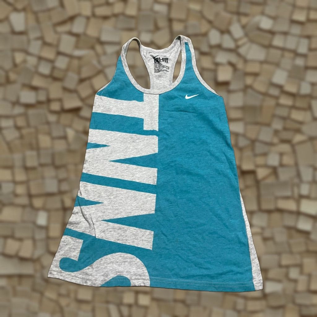 Nike Nike Tank Top Womens XS Gray Green Sleeveless Logo Dri Fit Loose Fit Size XS / US 0-2 / IT 36-38 - 1 Thumbnail