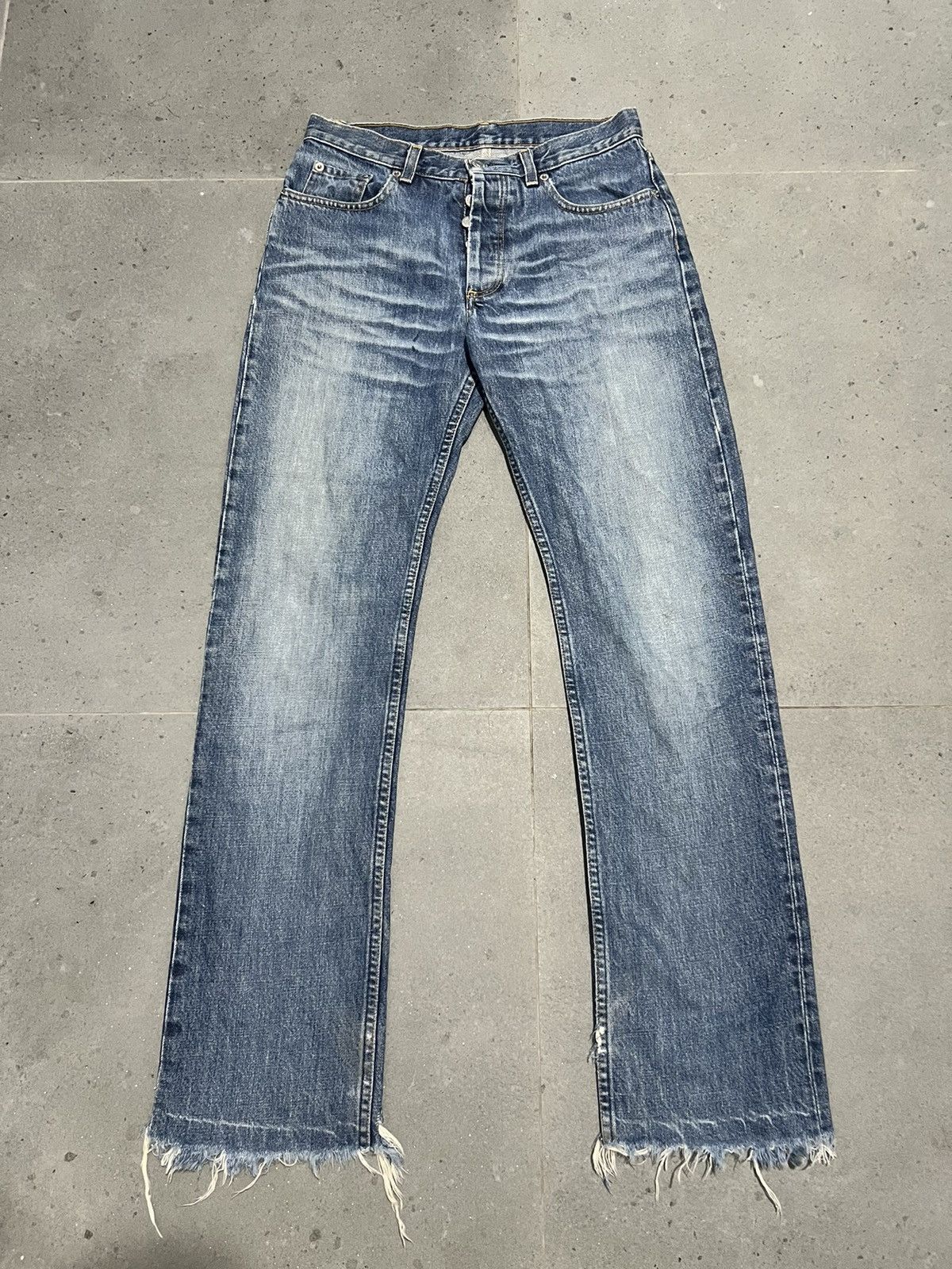 image of 98S Vintage Helmut Lang Rusty Jeans Denim Pants Distressed in Faded Blue, Men's (Size 29)