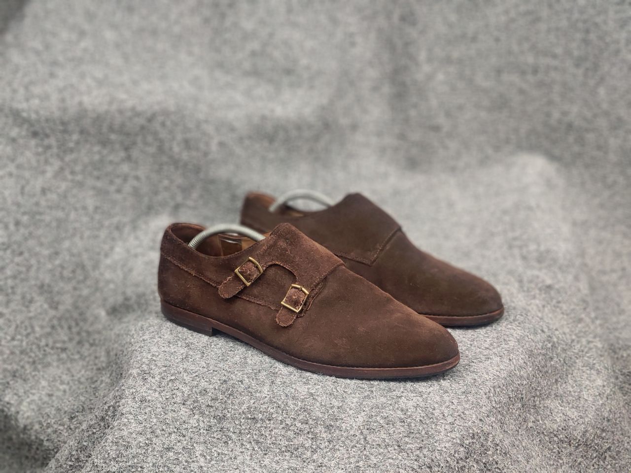 Vintage Gordon Bros Design Brown suede monk shoes with two straps Size US 12 / EU 45 - 5 Thumbnail