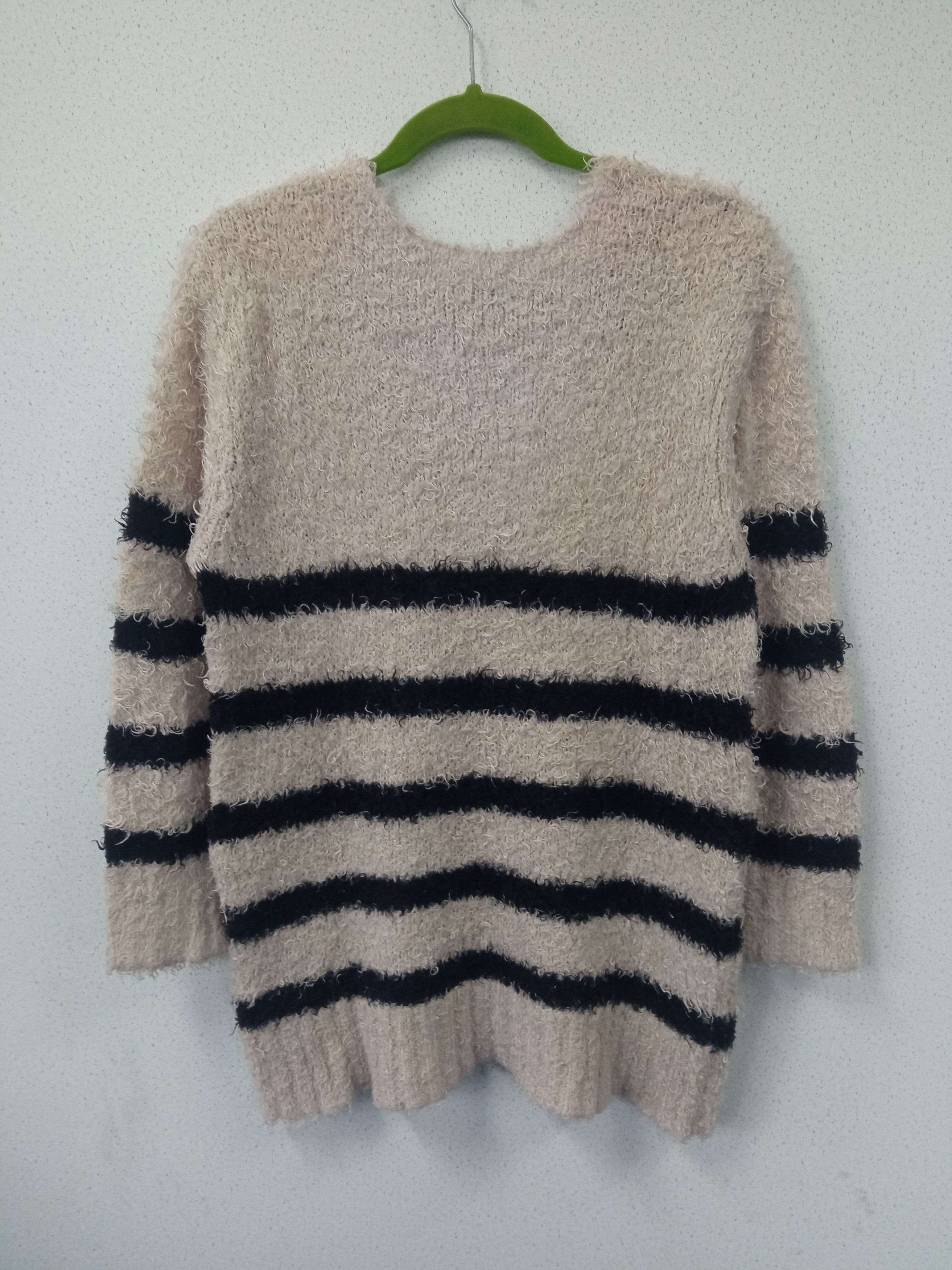 Japanese Brand Unbranded Mohair Stripe V Neck Jumper Size L / US 10 / IT 46 - 4 Thumbnail