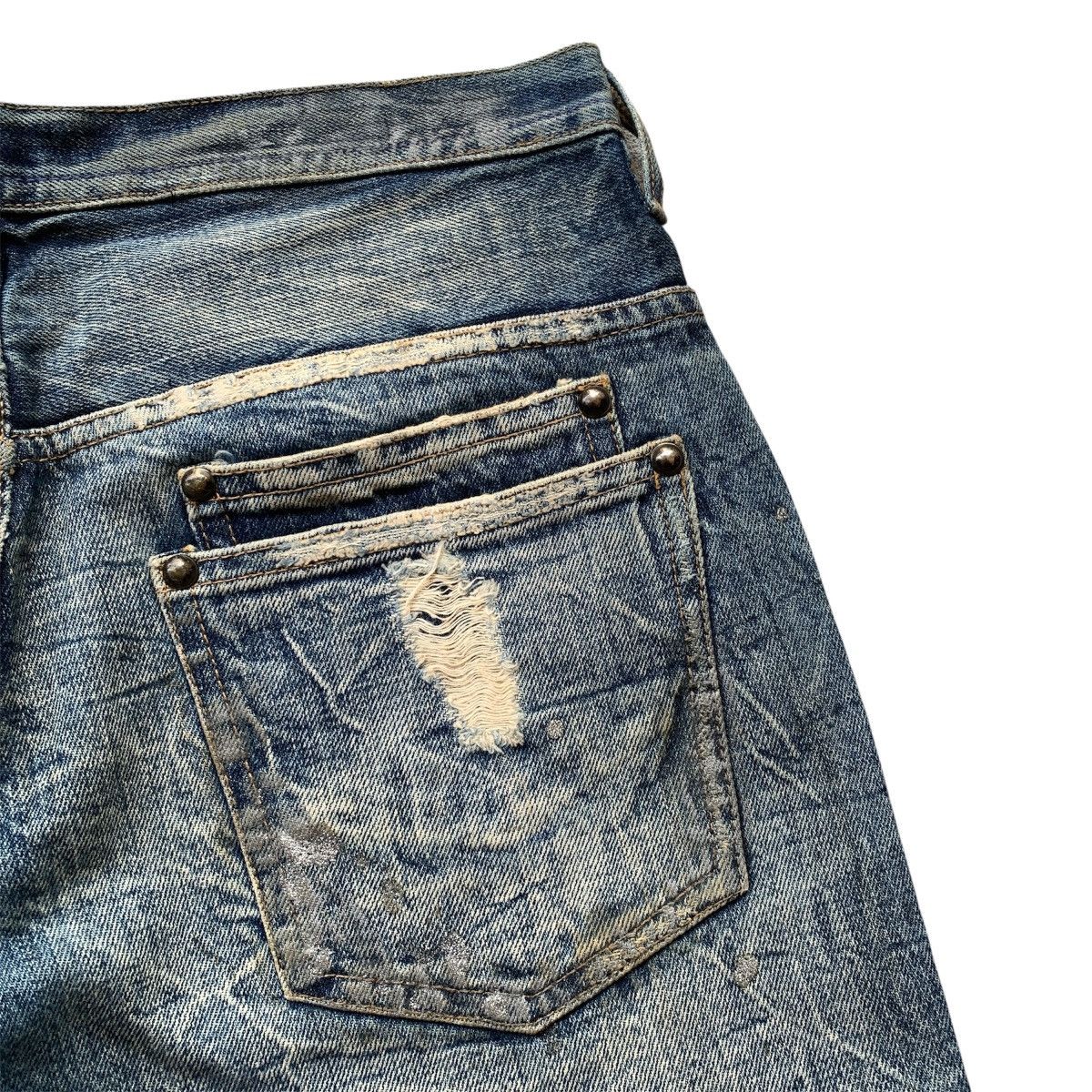Japanese Brand Midas Flare Jeans Painted Distress Bootcut ifsix LGB Style Size US 31 - 13 Thumbnail