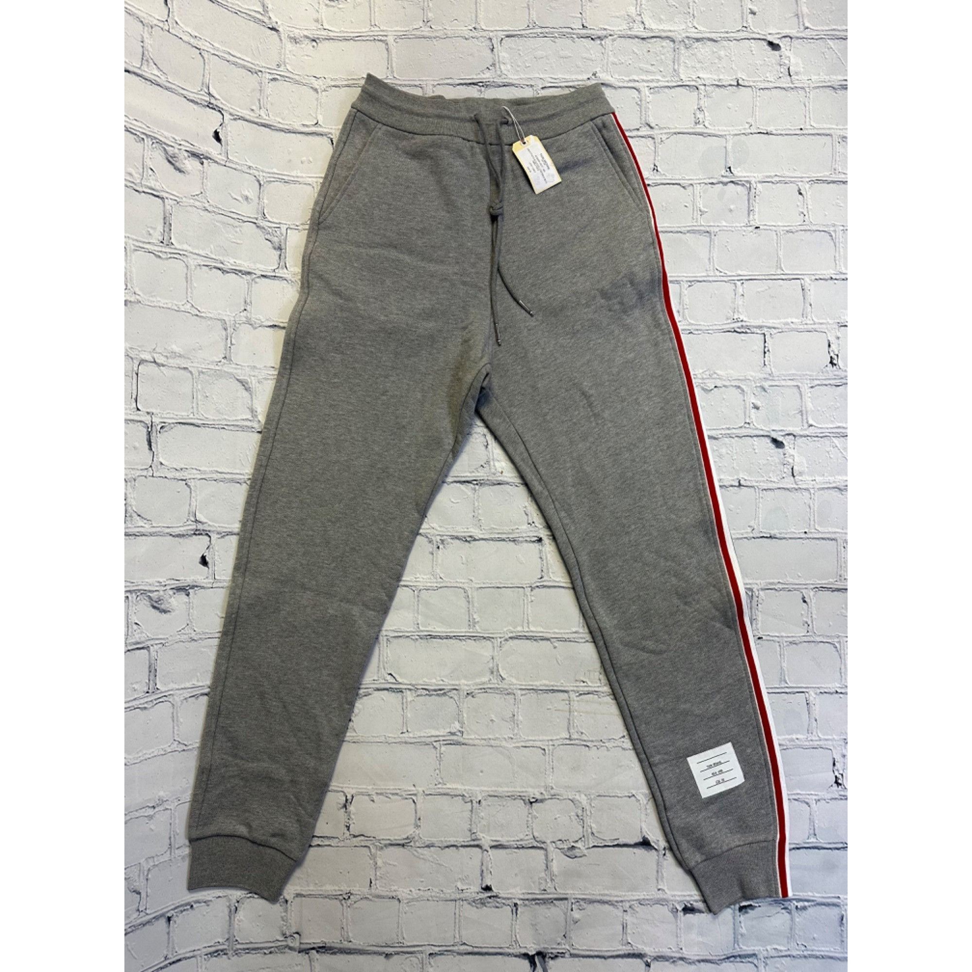 image of Thom Browne New York Sweatpants In Classic Loopback With Rwb in Light Grey, Men's (Size 26)