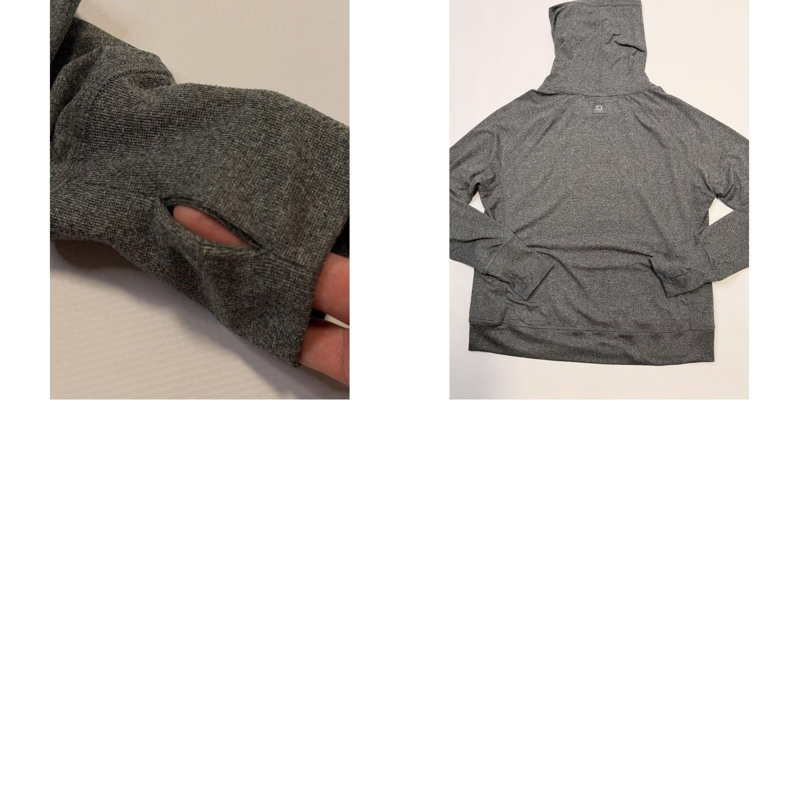 Vintage 7 Diamonds Hoodie Womens Small Gray Cowl Neck Thumbholes Zip Pocket Pullover Shirt Size S / US 4 / IT 40 - 9 Thumbnail