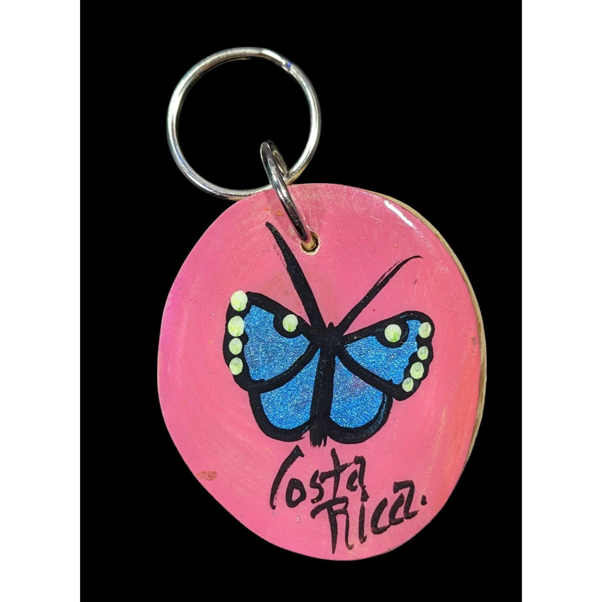 Other Costa Rica Butterfly Painted Wooden Keychain Size ONE SIZE - 1 Thumbnail