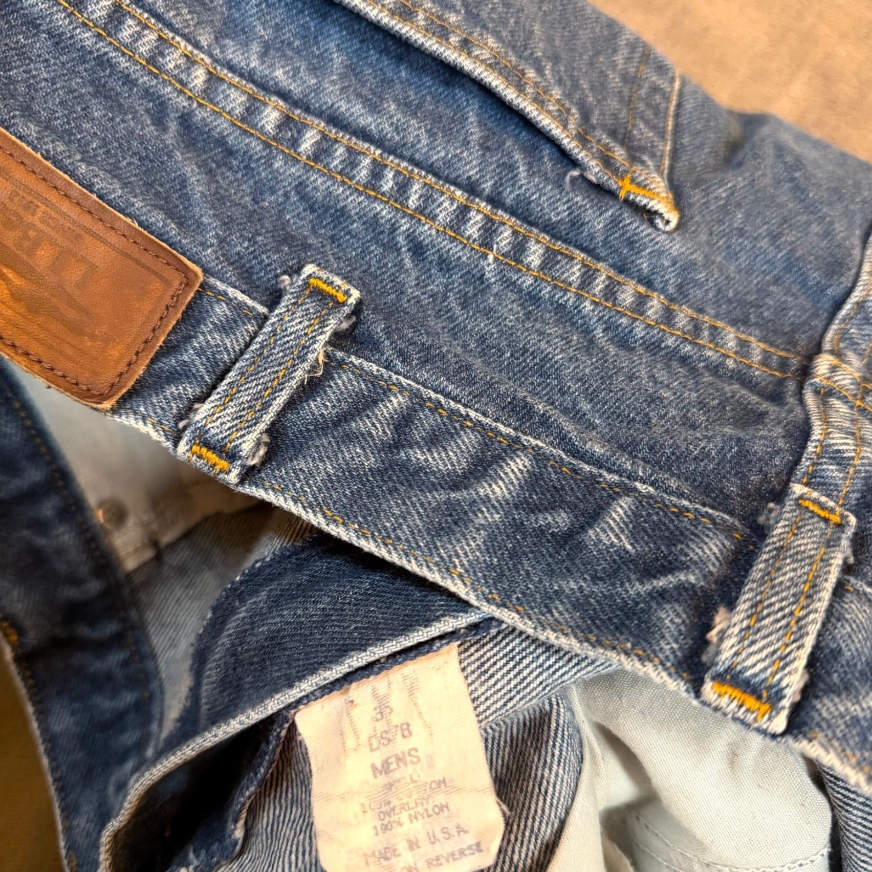 Vintage LL Bean Upland Field Jeans Denim Blue Olive Canvas 5-Pocket Mens 35x29 Straight Jeans Mens Regular Denim Cotton Size US 35 - 5 Thumbnail