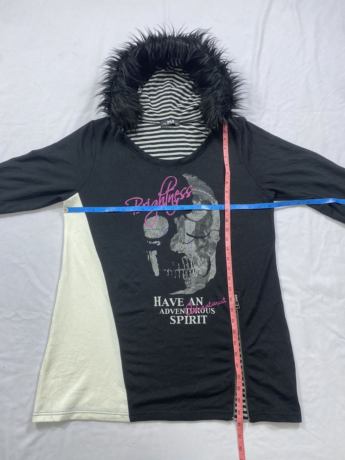 20471120 Japanese Poem Gothic punk skull fur hoodie ifsix lgb style Size US L / EU 52-54 / 3 - 10 Thumbnail